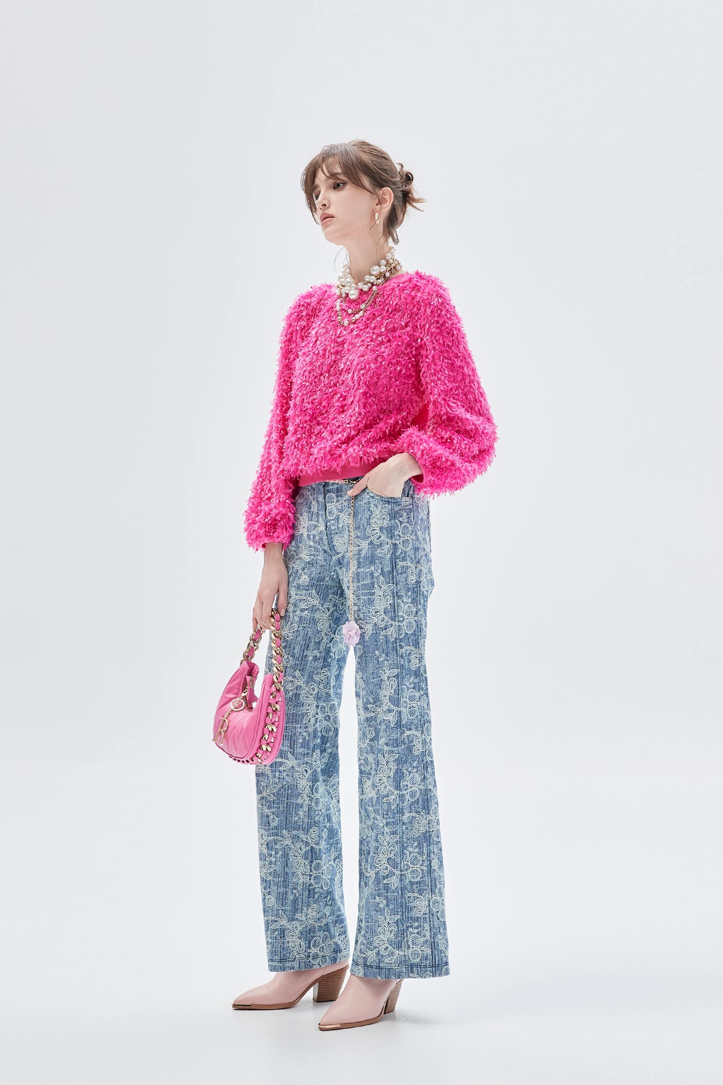 Floral Lace Detail Boot Leg JeansFloral Lace Detail Boot Leg Jeans,Embroidered,Bell-bottoms,Season (SS) Look,Denim,Jeans,Denim pants,Lace,Bell-bottoms,Pants