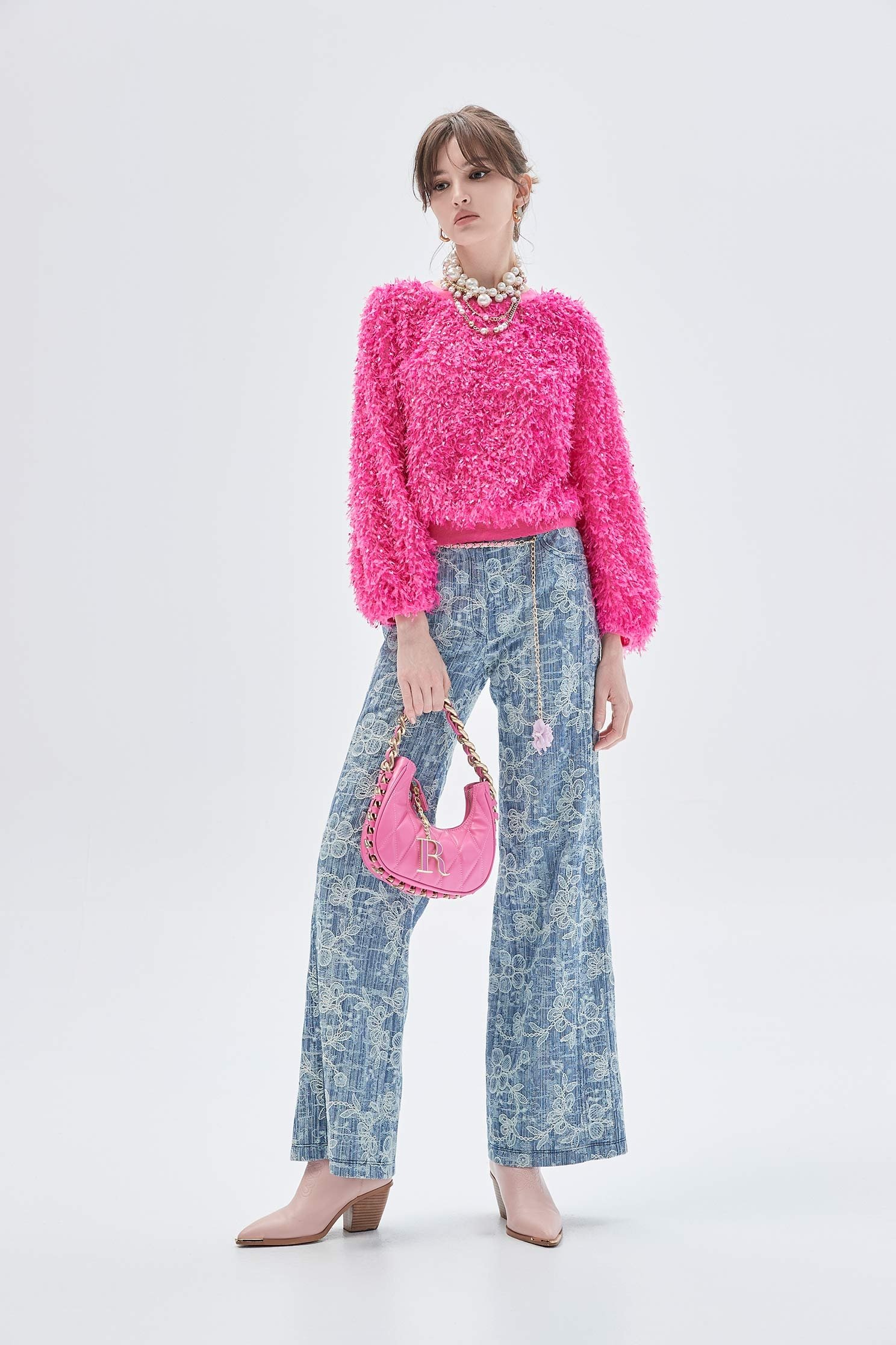 Floral Lace Detail Boot Leg JeansFloral Lace Detail Boot Leg Jeans,Embroidered,Bell-bottoms,Season (SS) Look,Denim,Jeans,Denim pants,Lace,Bell-bottoms,Pants