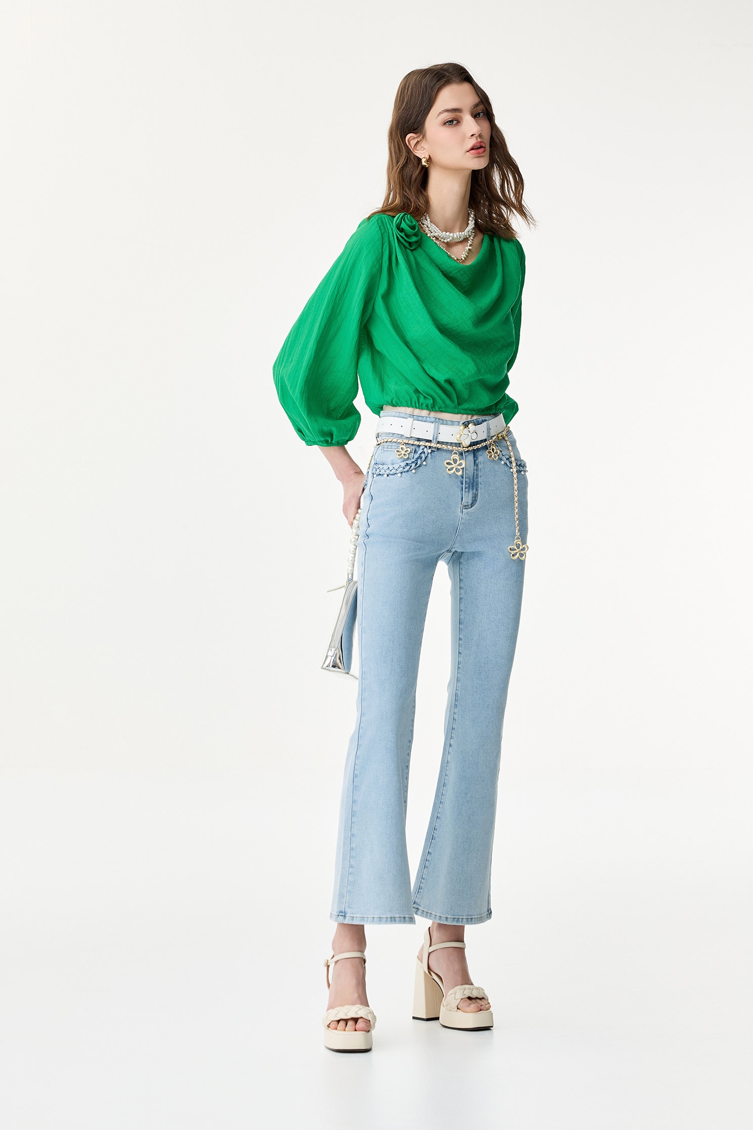 Braided Pocket Trim Boot Leg JeansBraided Pocket Trim Boot Leg Jeans,Bell-bottoms,Season (SS) Look,Denim,Jeans,Denim pants,pearl,Bell-bottoms,Pants