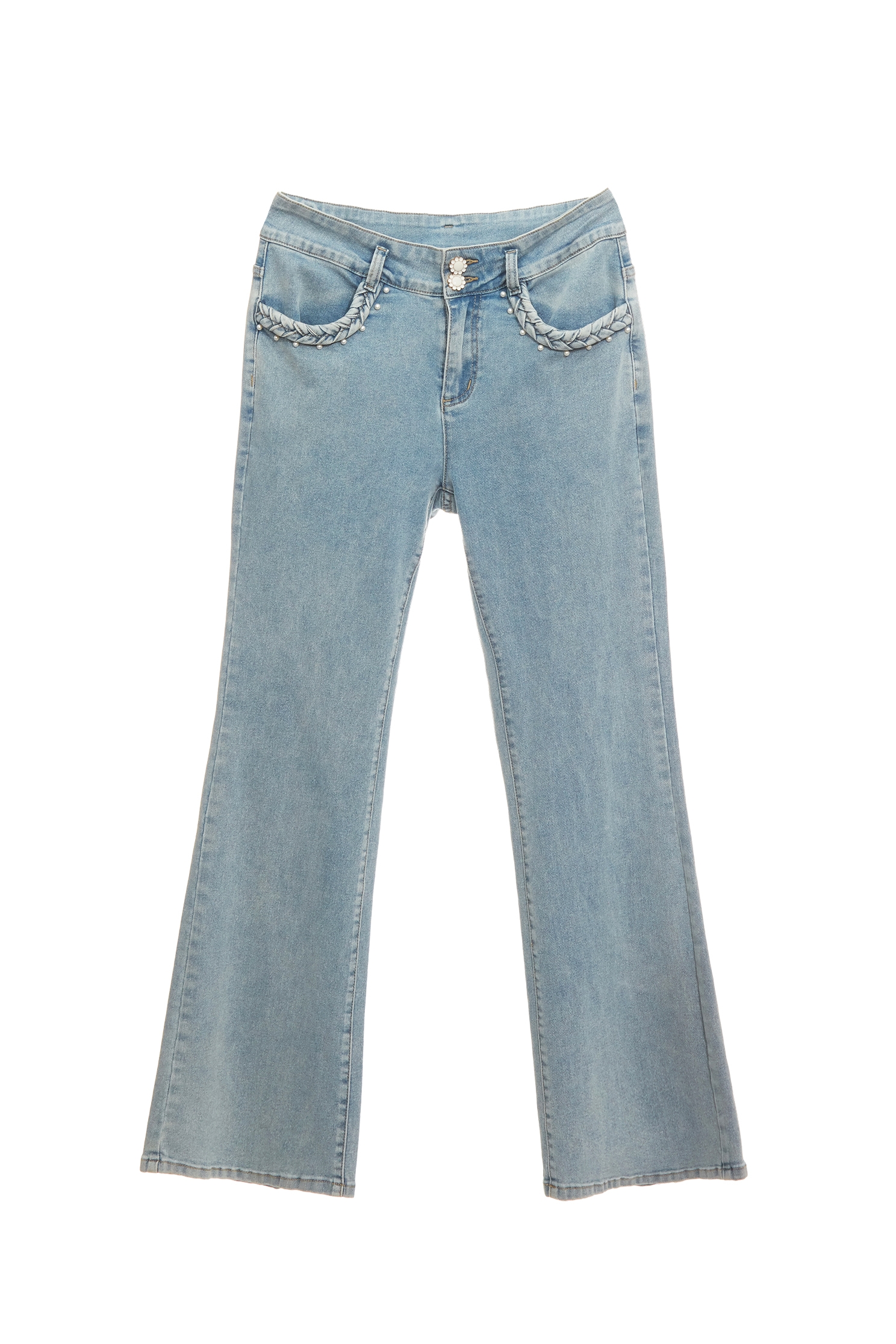 Braided Pocket Trim Boot Leg JeansBraided Pocket Trim Boot Leg Jeans,Bell-bottoms,Season (SS) Look,Denim,Jeans,Denim pants,pearl,Bell-bottoms,Pants