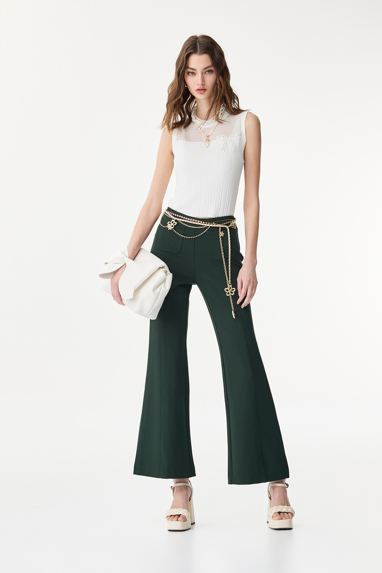 Moss Green Boot Leg PantsMoss Green Boot Leg Pants,Bell-bottoms,Season (SS) Look,Bell-bottoms,Pants