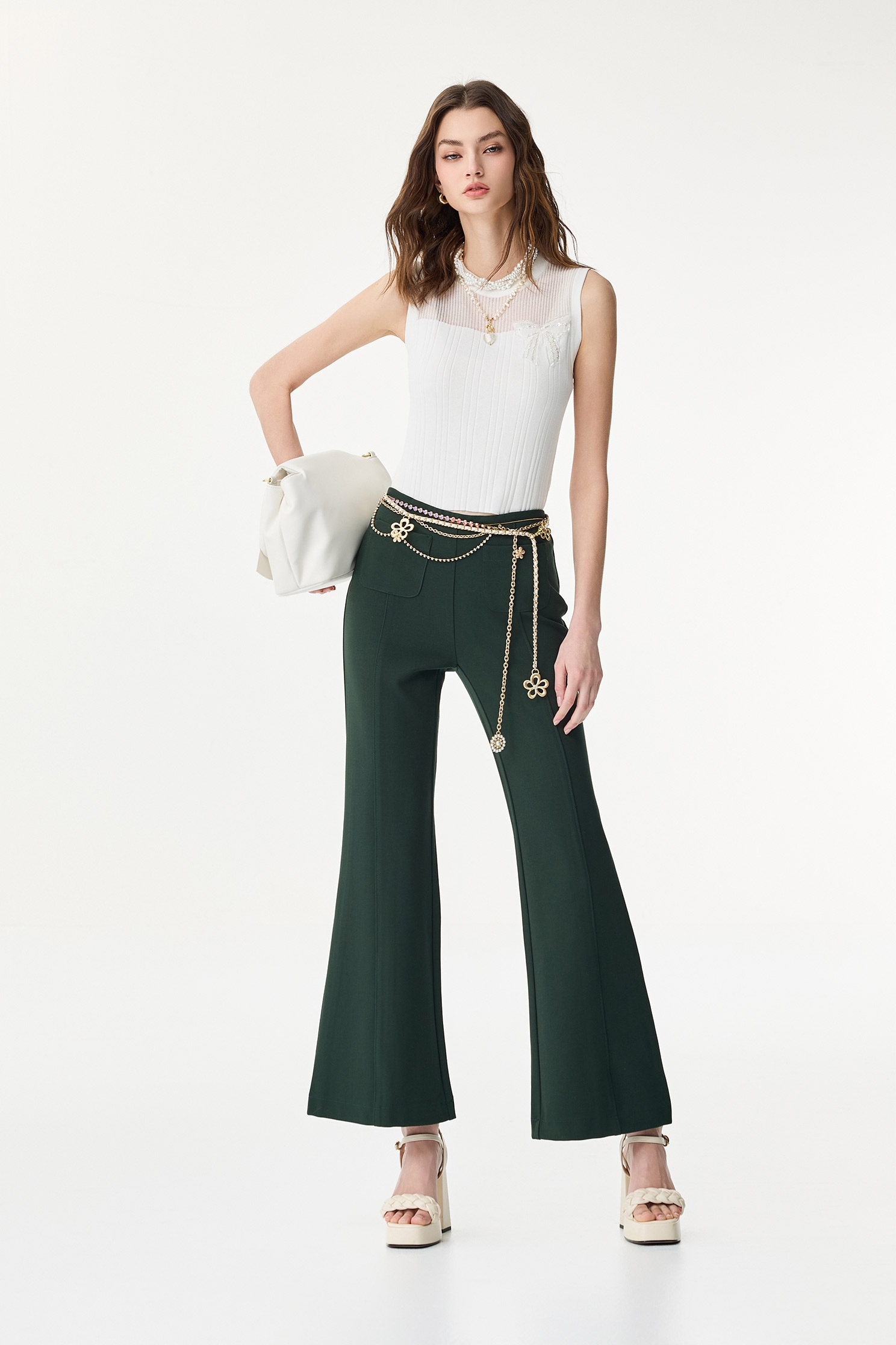 Moss Green Boot Leg PantsMoss Green Boot Leg Pants,Bell-bottoms,Season (SS) Look,Bell-bottoms,Pants