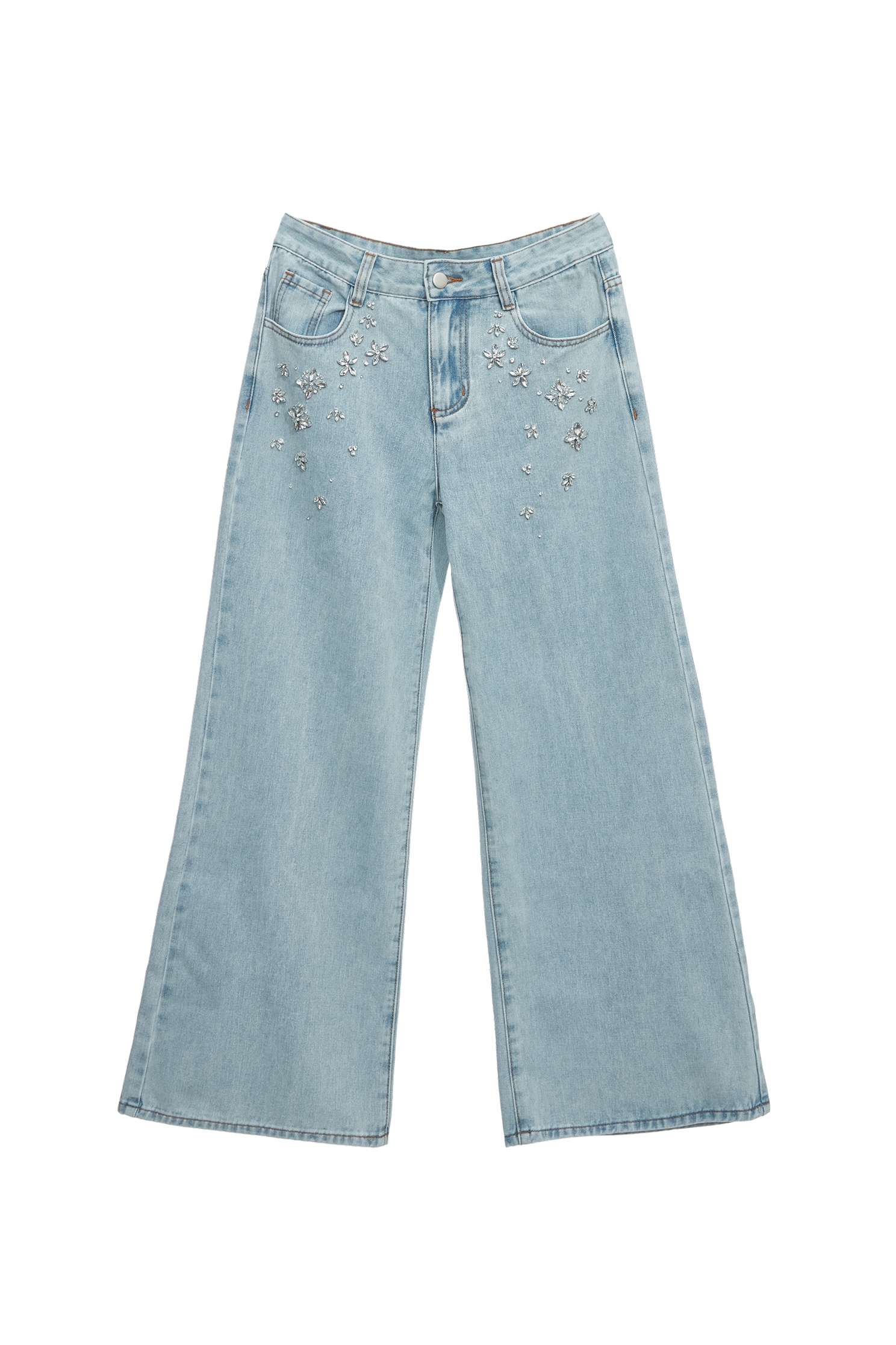 Diamonte Detail Wide Leg JeansDiamonte Detail Wide Leg Jeans,Season (SS) Look,Denim,Denim pants,Wide-leg jeans,Pants