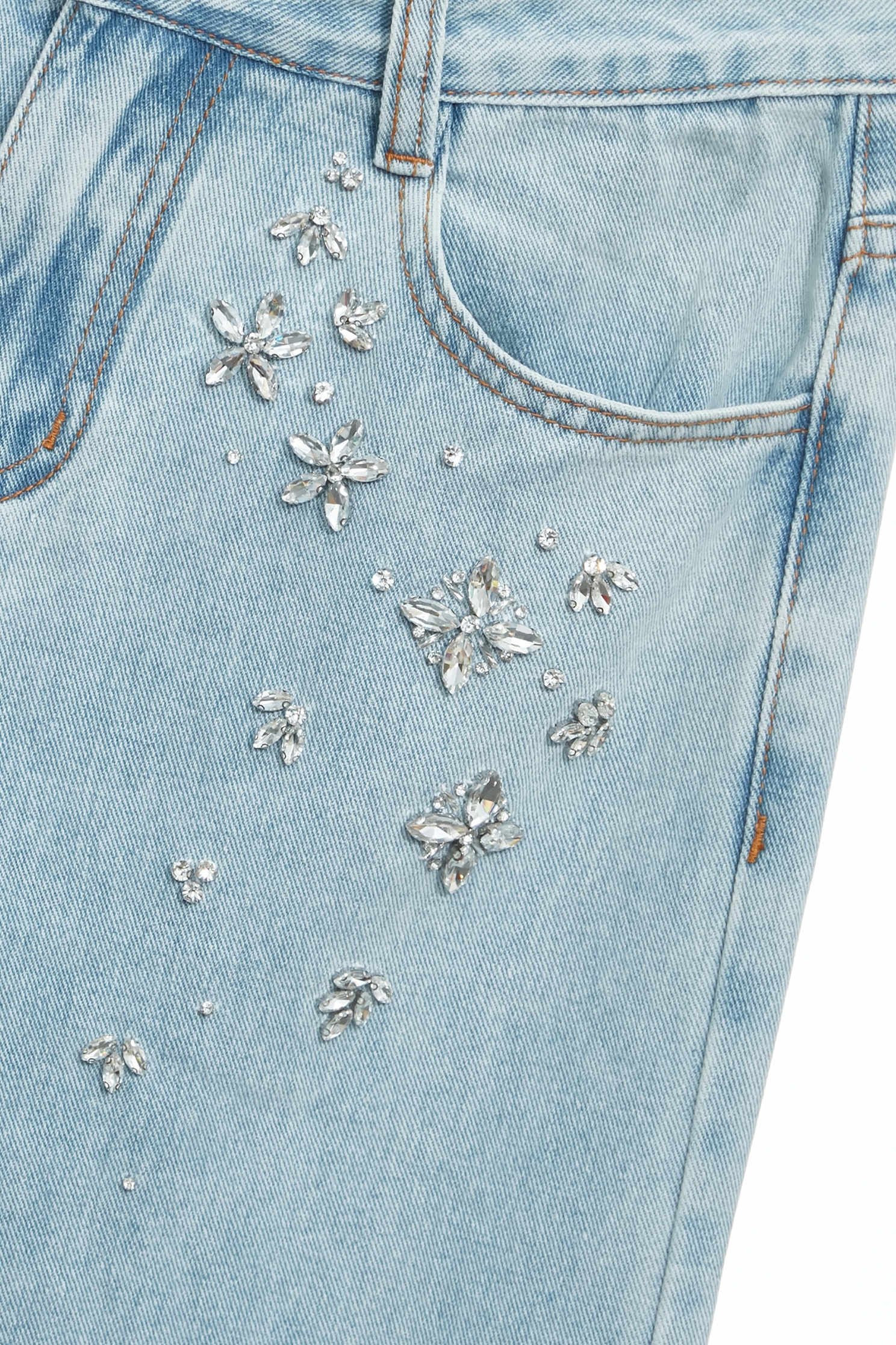 Diamonte Detail Wide Leg JeansDiamonte Detail Wide Leg Jeans,Season (SS) Look,Denim,Denim pants,Wide-leg jeans,Pants