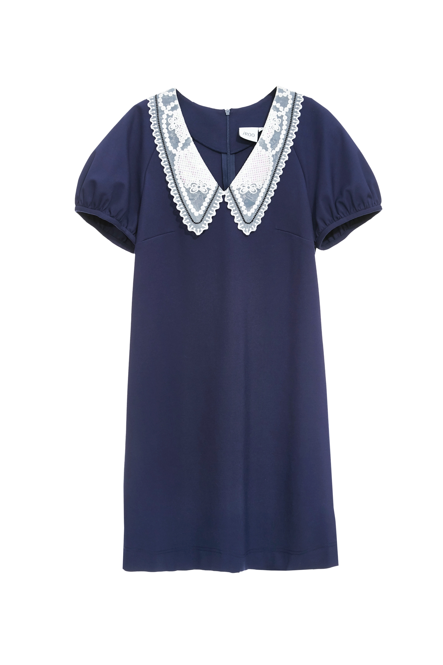 Embroidery Organza Collar Detail Navy Short DressEmbroidery Organza Collar Detail Navy Short Dress,V-neck dresses,Dresses,Embroidered,Season (SS) Look,Knitted