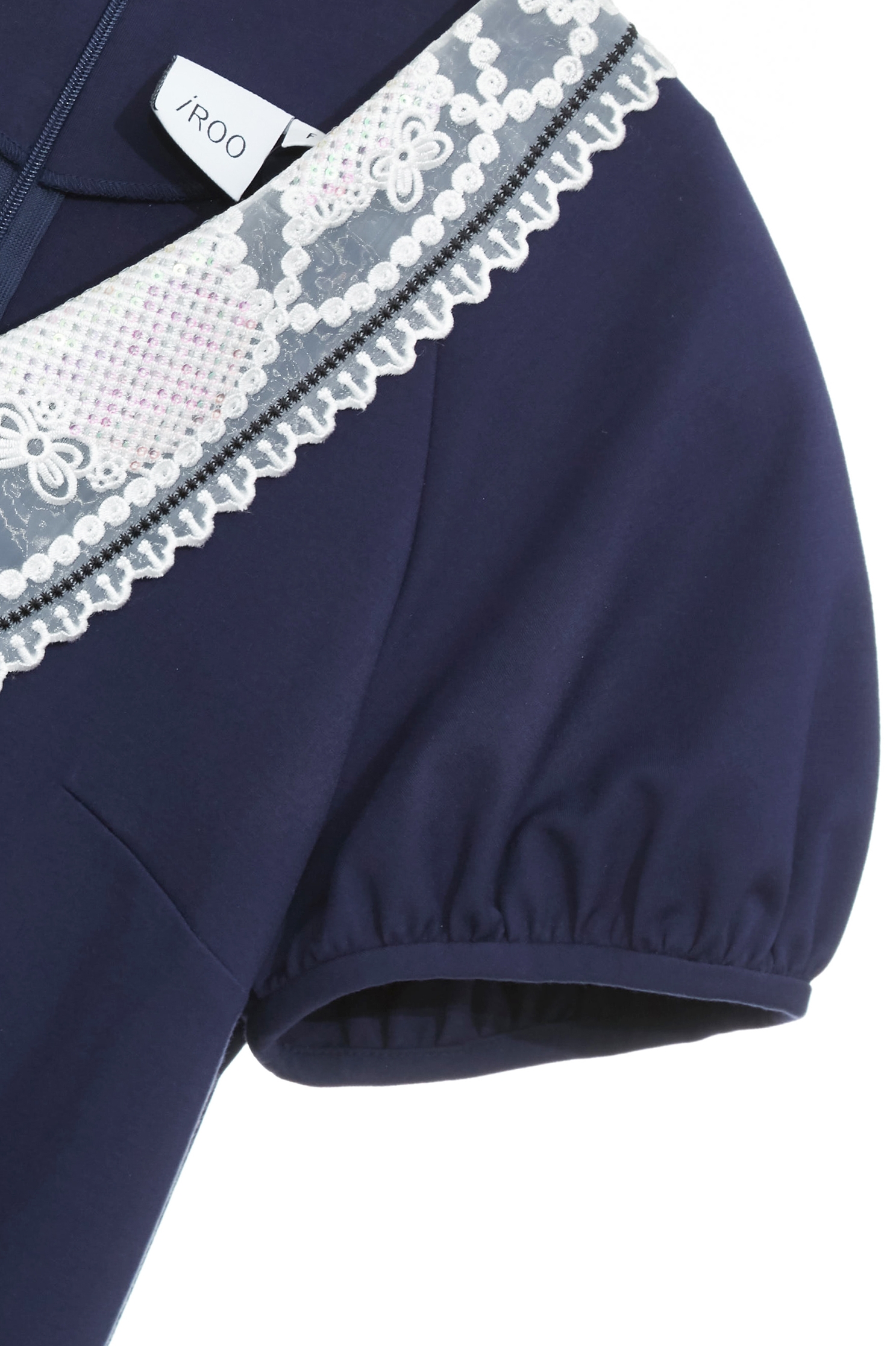 Embroidery Organza Collar Detail Navy Short DressEmbroidery Organza Collar Detail Navy Short Dress,V-neck dresses,Dresses,Embroidered,Season (SS) Look,Knitted