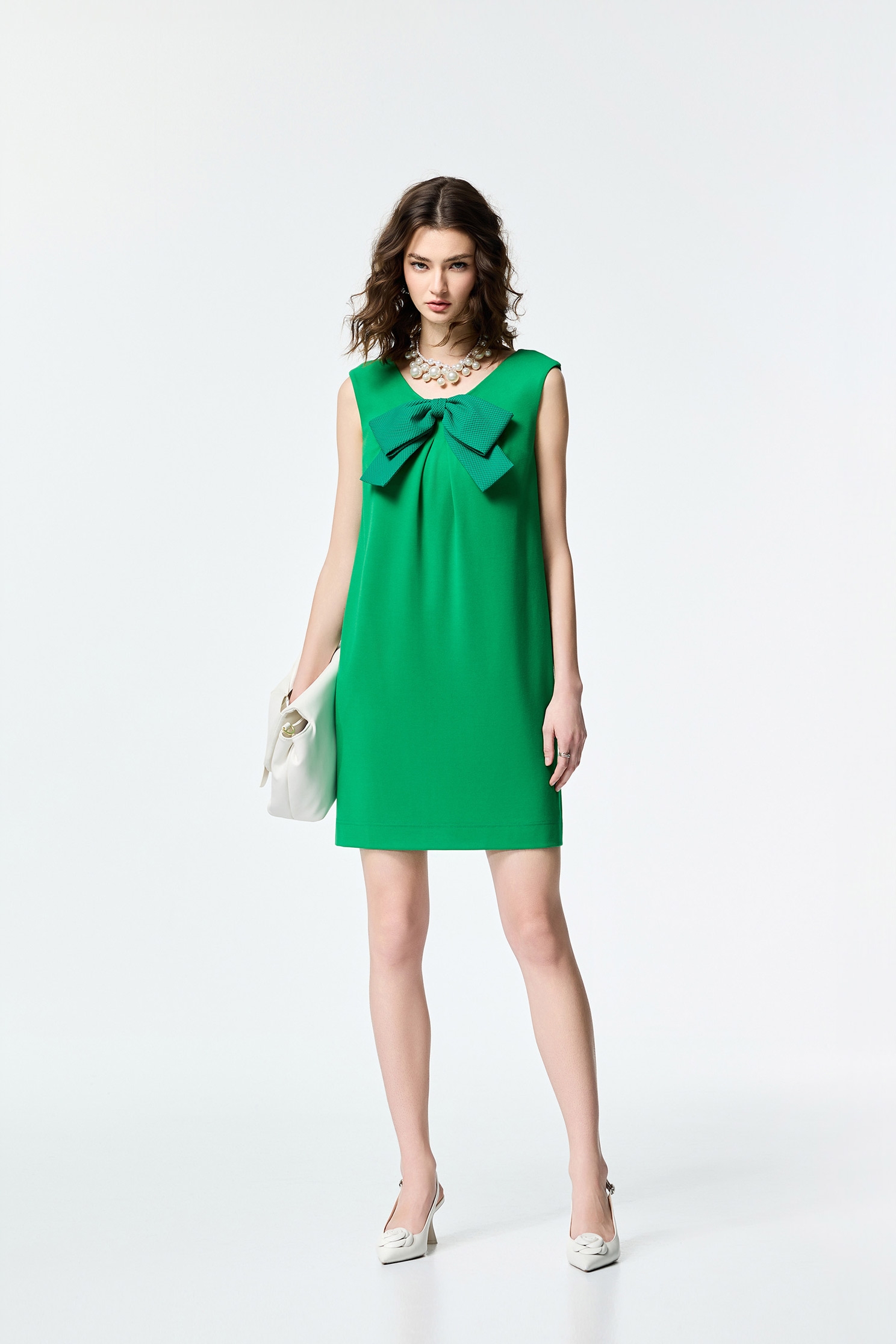 Front Bow Sleeveless DressFront Bow Sleeveless Dress,Dresses,Season (SS) Look,Plaid,City Feminine,bows