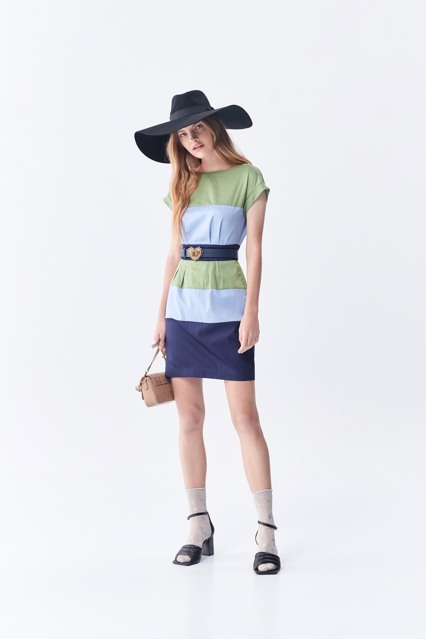 Colour Block Short Sleeve DressStitching dress,Outfit of the Day,Dresses,Short sleeve dresses,Season (AW) Look,dresses