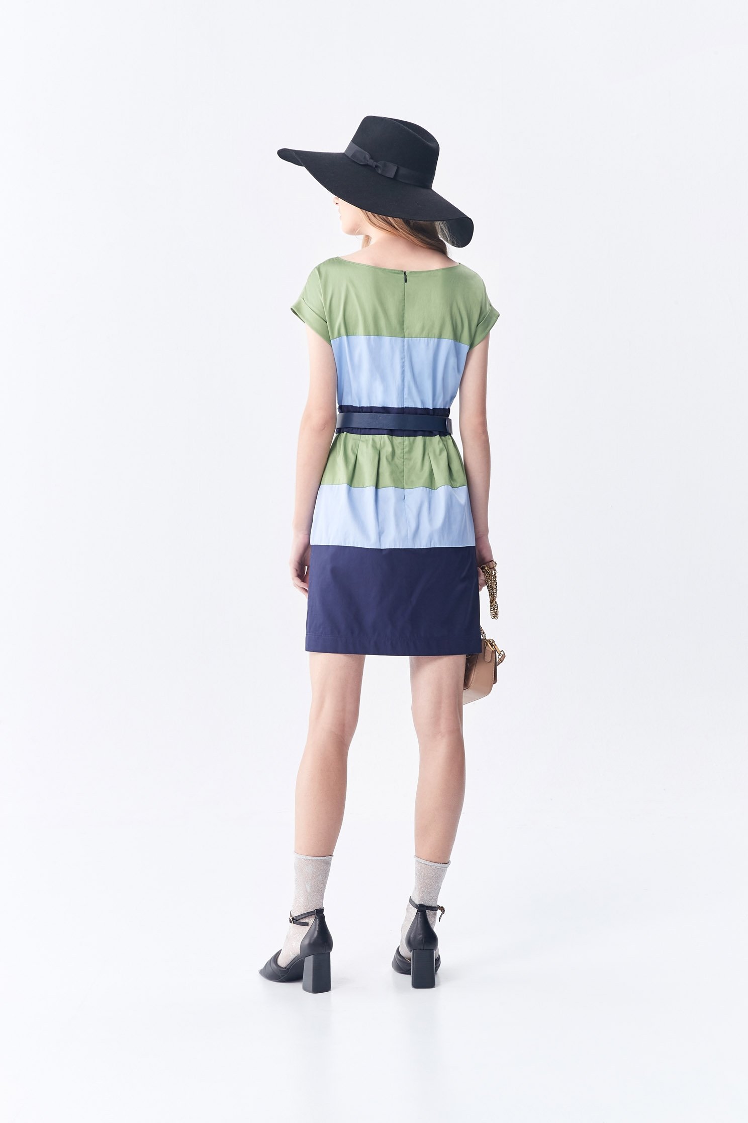 Colour Block Short Sleeve DressStitching dress,Outfit of the Day,Dresses,Short sleeve dresses,Season (AW) Look,dresses