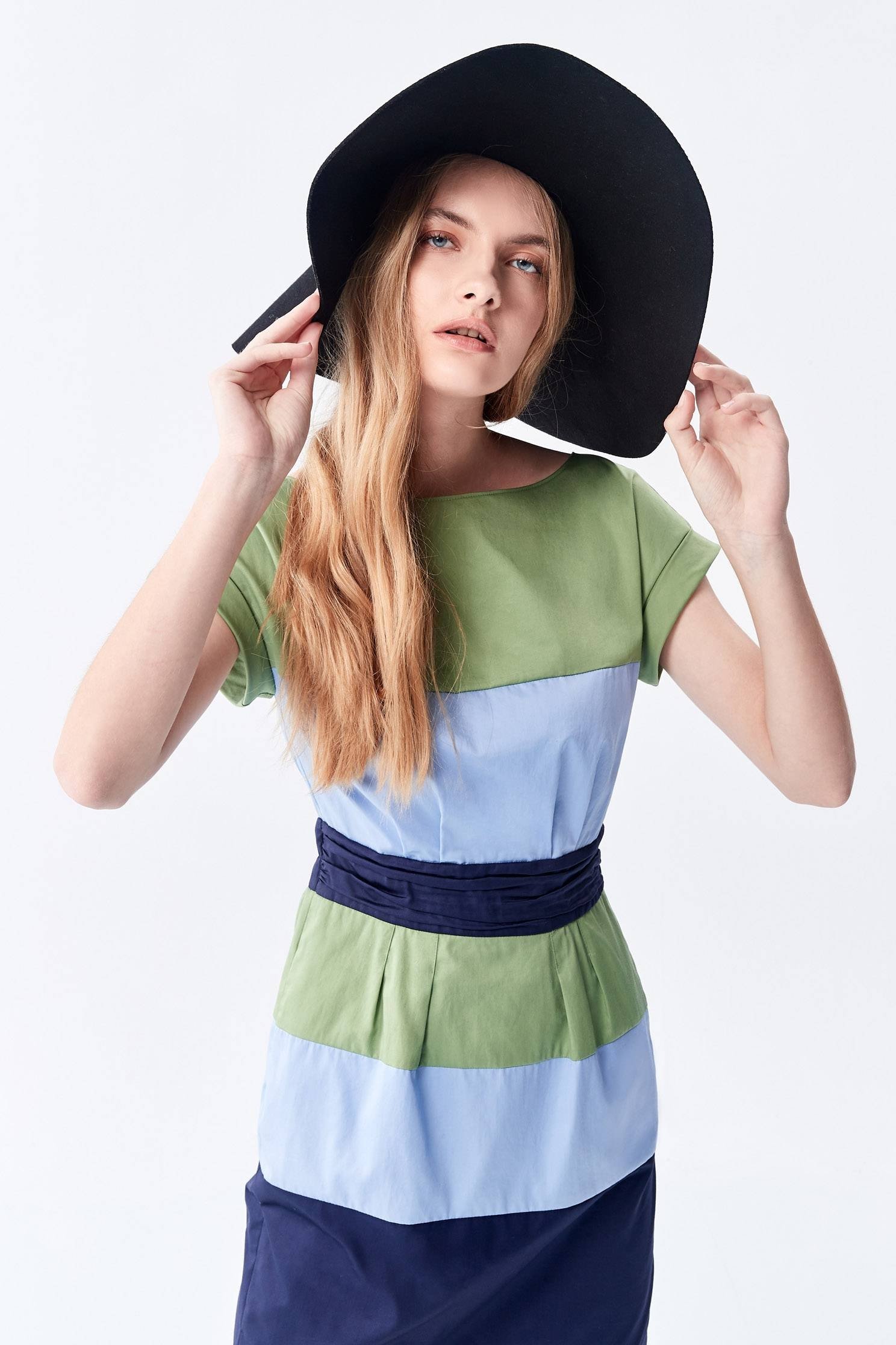 Colour Block Short Sleeve DressStitching dress,Outfit of the Day,Dresses,Short sleeve dresses,Season (AW) Look,dresses