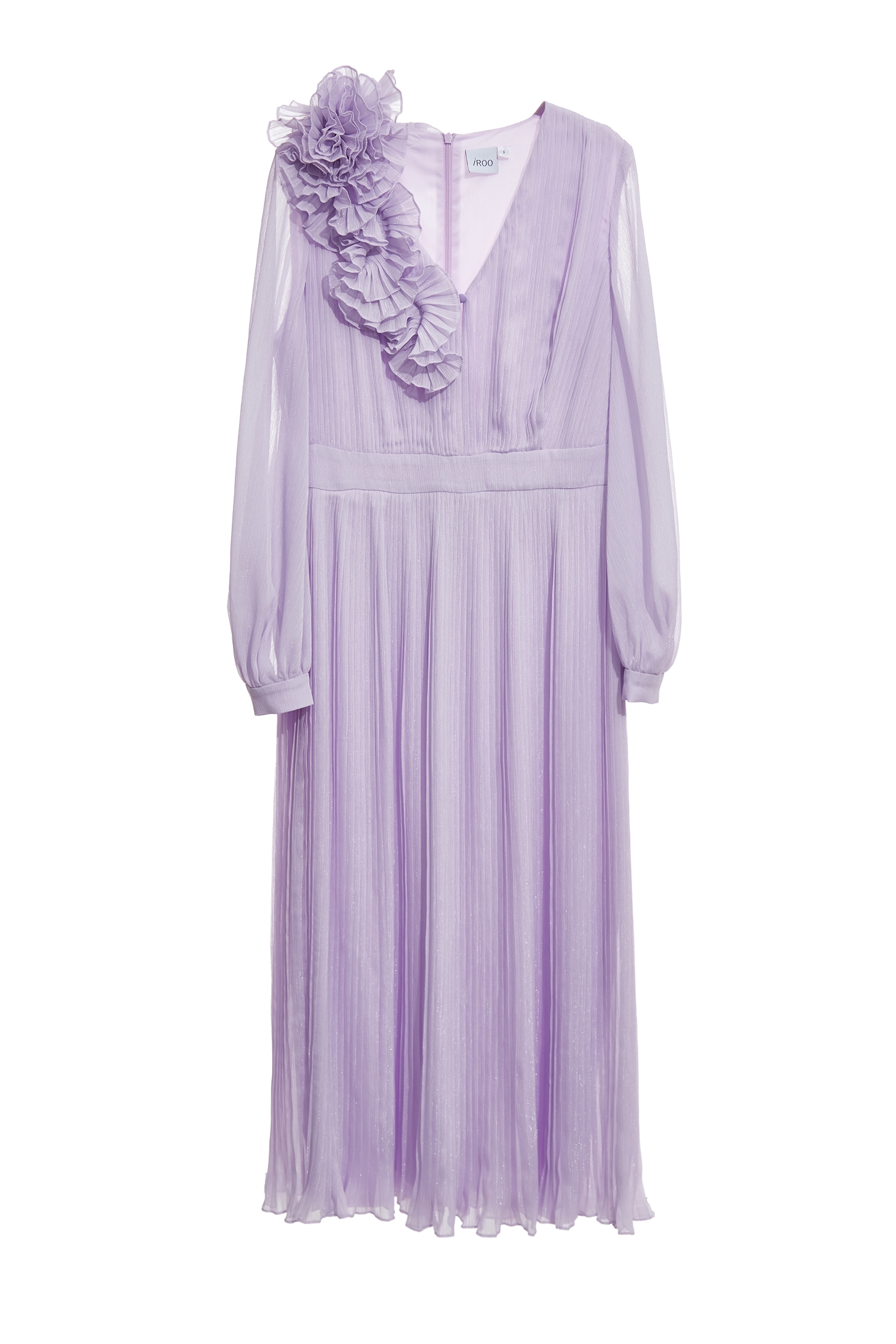 Pleated Ruffle Detail Chiffon Purple DressPleated Ruffle Detail Chiffon Purple Dress,V-neck dresses,Dresses,cocktaildresses,Evening dresses,Season (AW) Look,blossoms,Maxi dresses,Chiffon