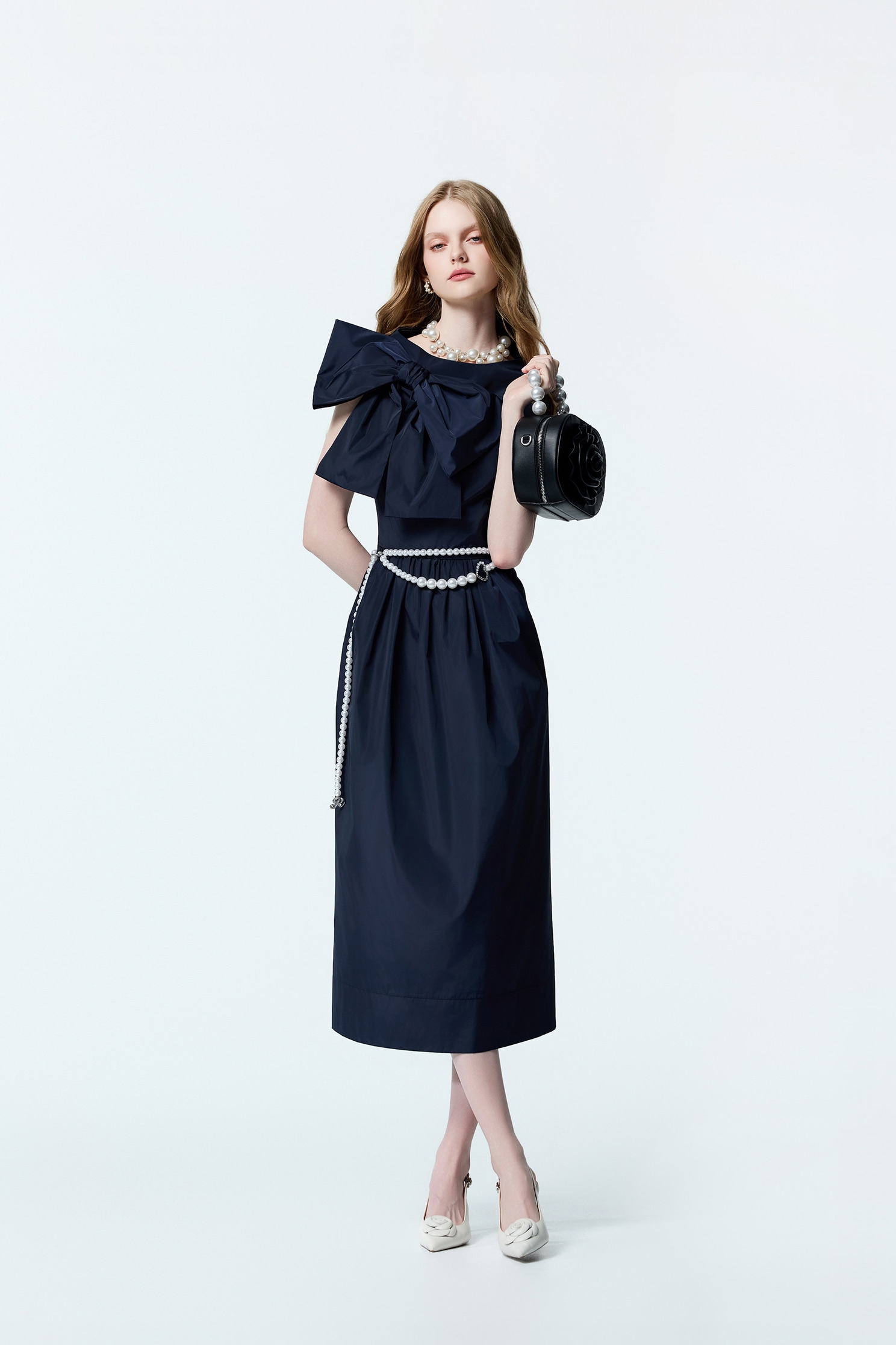 Bow Detail Navy Taffeta DressBow Detail Navy Taffeta Dress,Dresses,cocktaildresses,Evening dresses,Season (AW) Look,bows