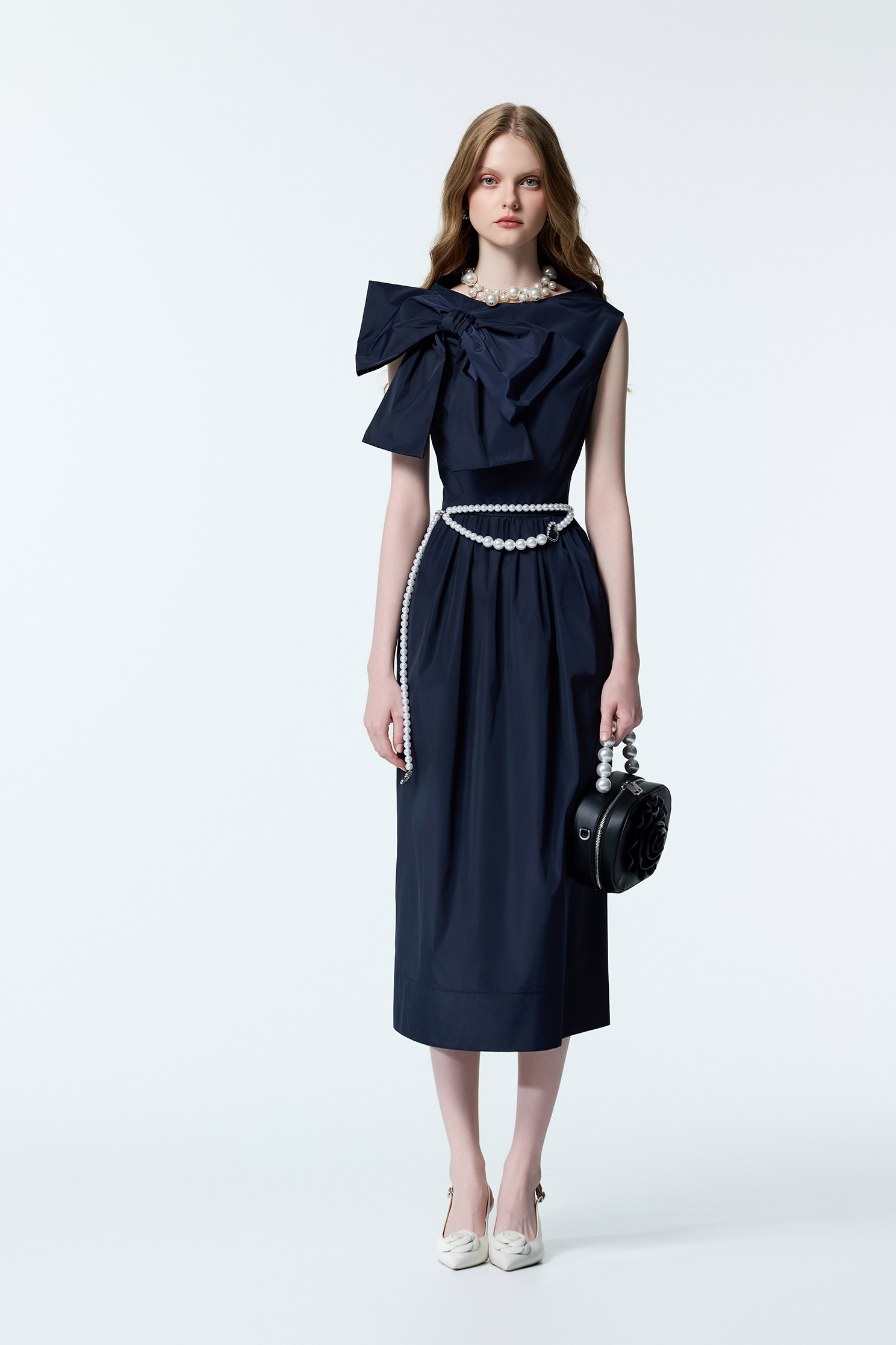 Bow Detail Navy Taffeta DressBow Detail Navy Taffeta Dress,Dresses,cocktaildresses,Evening dresses,Season (AW) Look,bows