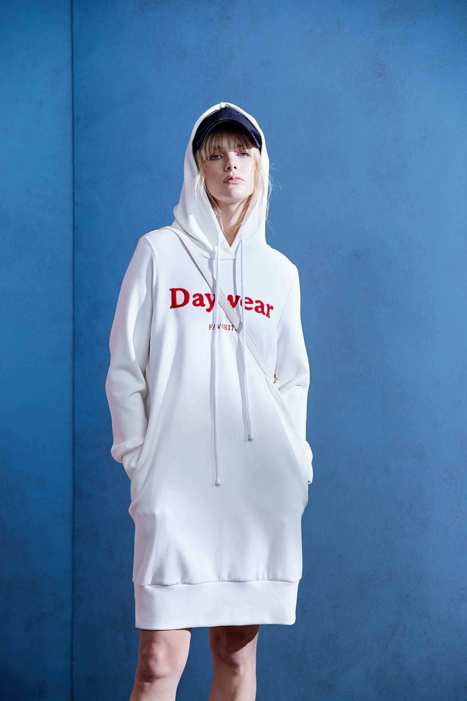 Hoodie Slogan DressHood long version of the dress,Dresses,Casual dresses,Rayon,White dresses,Season (AW) Look,Maxi dresses,Long sleeve dresses