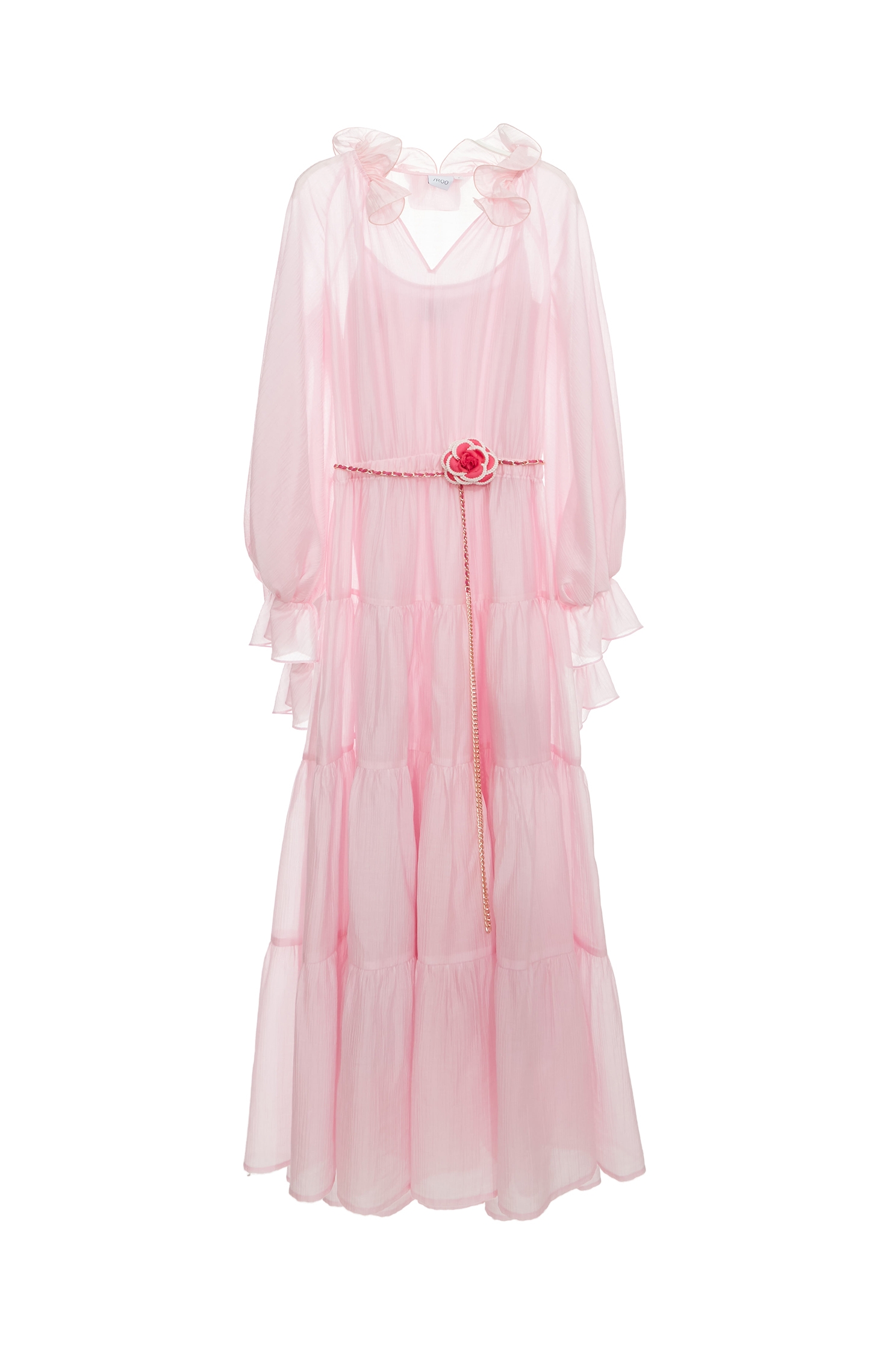 Long Sleeve Pink Maxi DressLong Sleeve Pink Maxi Dress,V-neck dresses,Dresses,Season (SS) Look