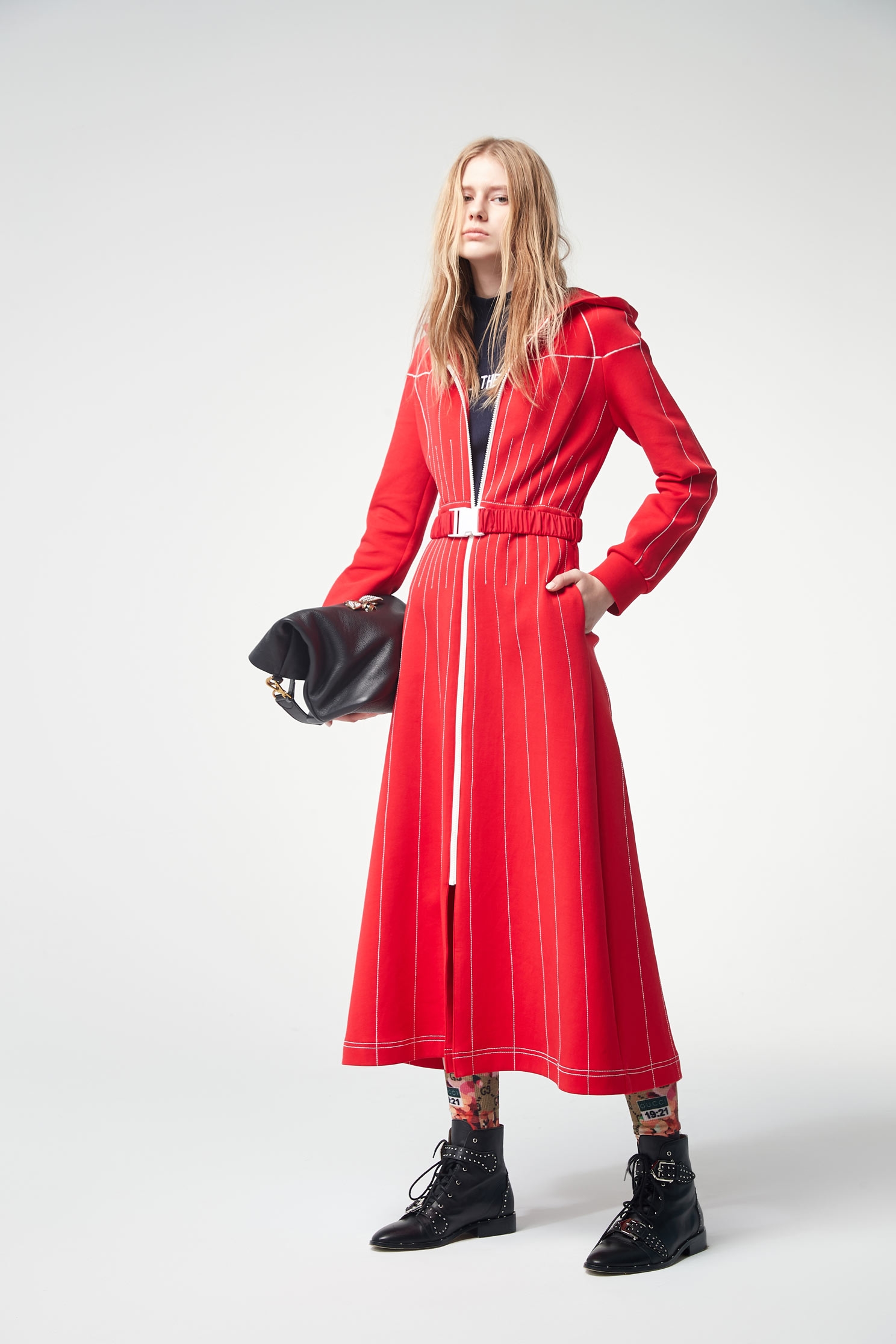 Red Hoodie Long Sleeve Maxi DressHooded long-sleeved dress,Dresses,Casual dresses,goodlucknewyear,Season (SS) Look,Stripe,Season (AW) Look,Maxi dresses,Long sleeve dresses,Lucky Red