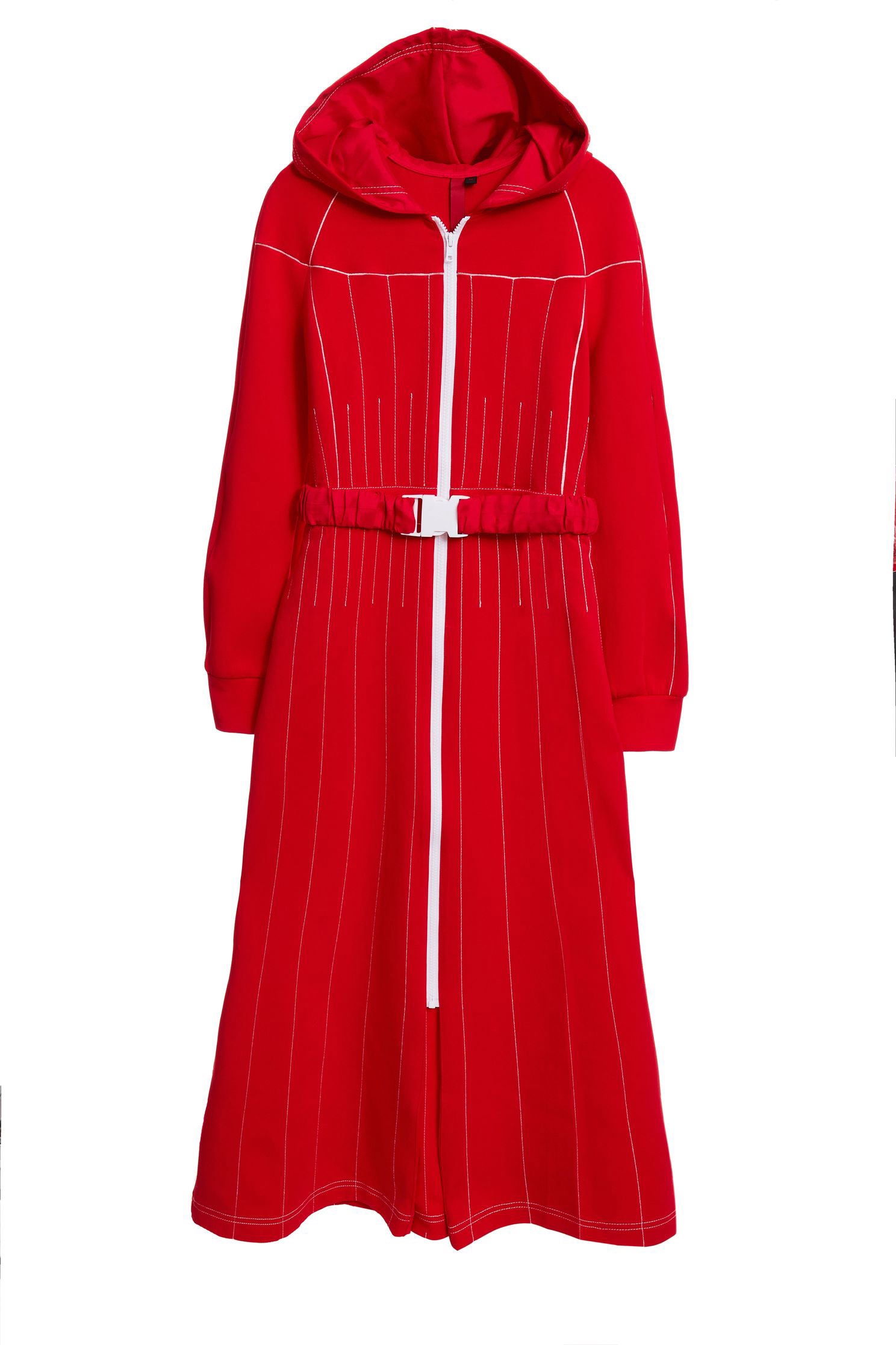 Red Hoodie Long Sleeve Maxi DressHooded long-sleeved dress,Dresses,Casual dresses,goodlucknewyear,Season (SS) Look,Stripe,Season (AW) Look,Maxi dresses,Long sleeve dresses,Lucky Red