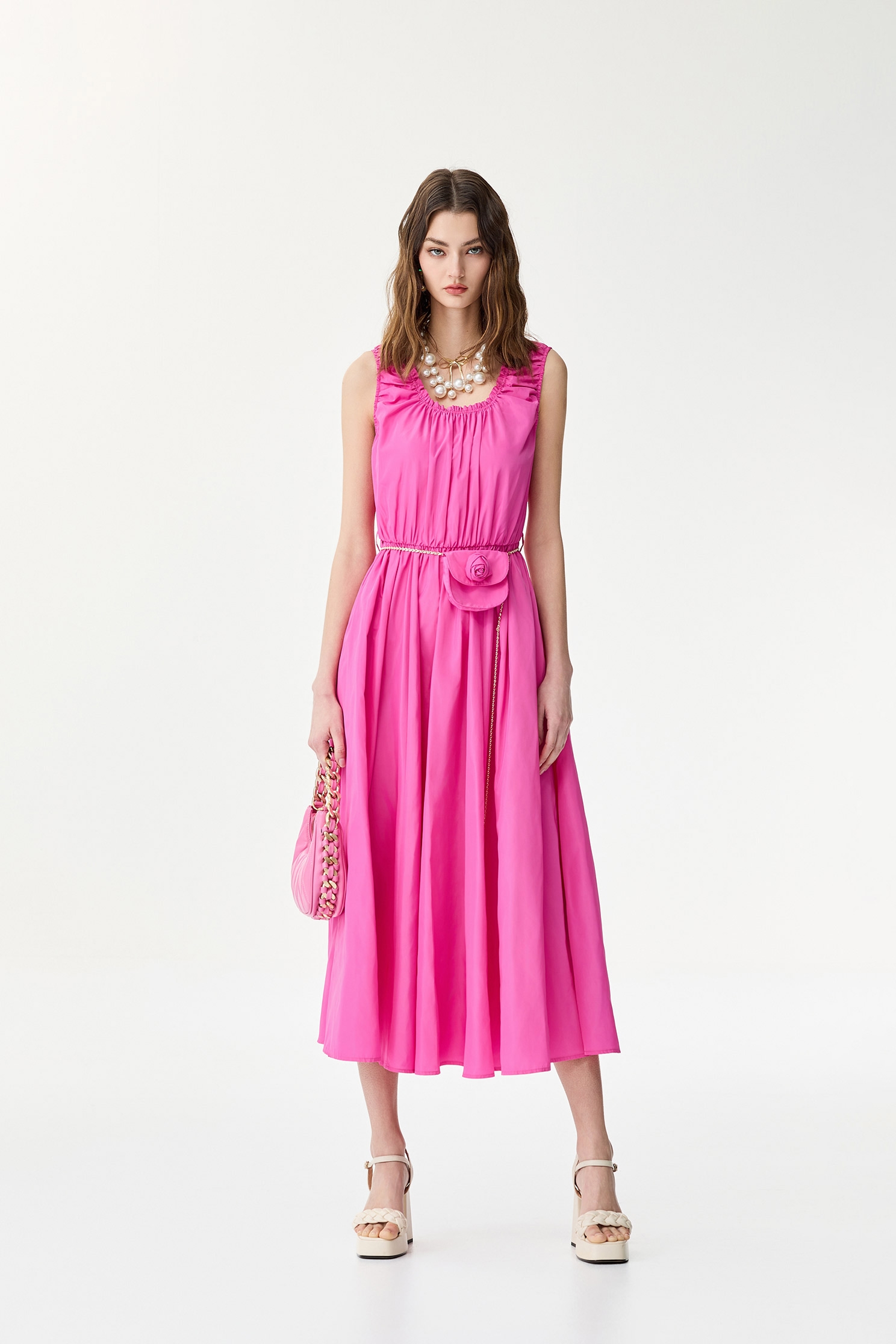 Sleeveless Fushia Pink Maxi DressSleeveless Fushia Pink Maxi Dress,U-neck dresses,Season (SS) Look