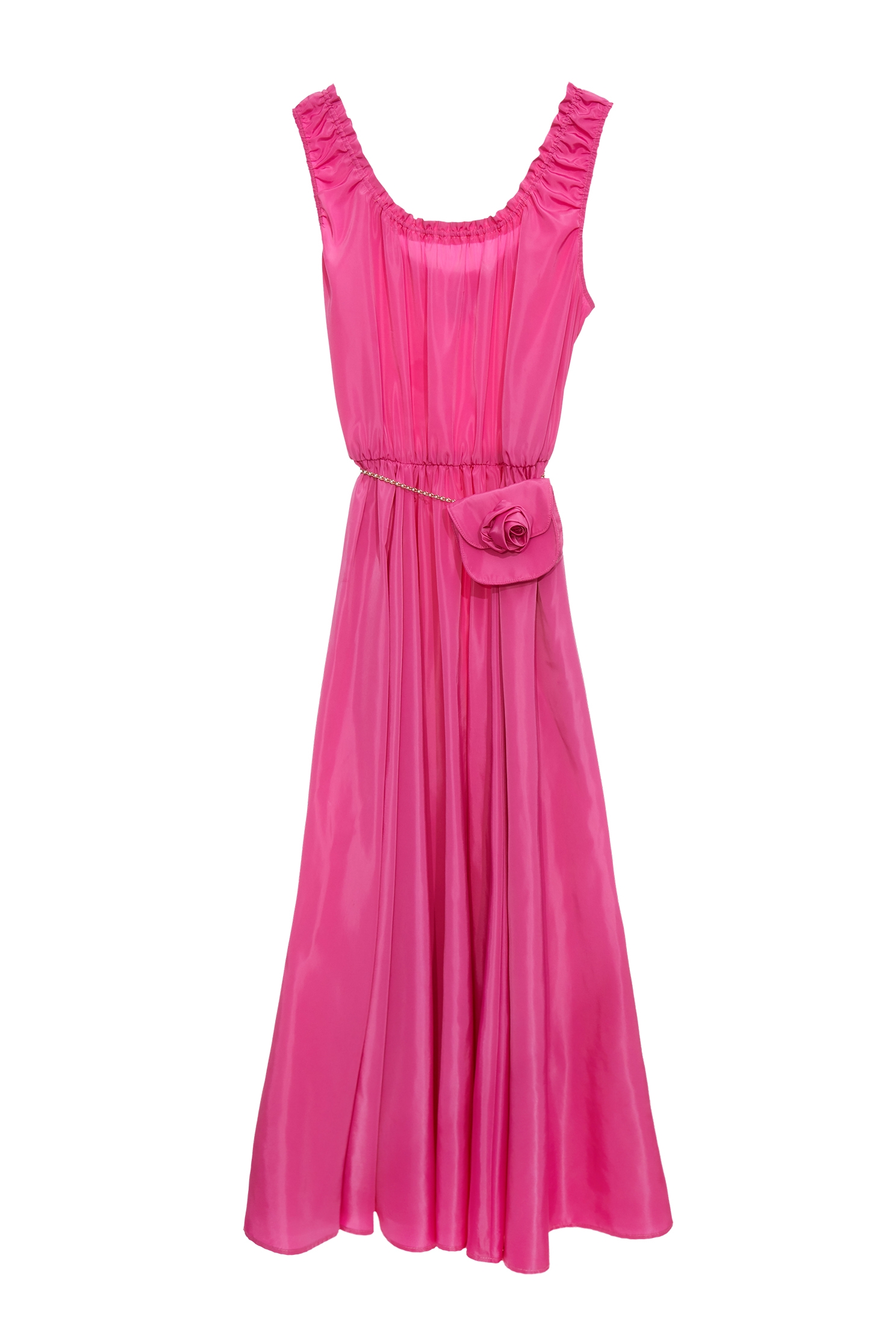 Sleeveless Fushia Pink Maxi DressSleeveless Fushia Pink Maxi Dress,U-neck dresses,Season (SS) Look