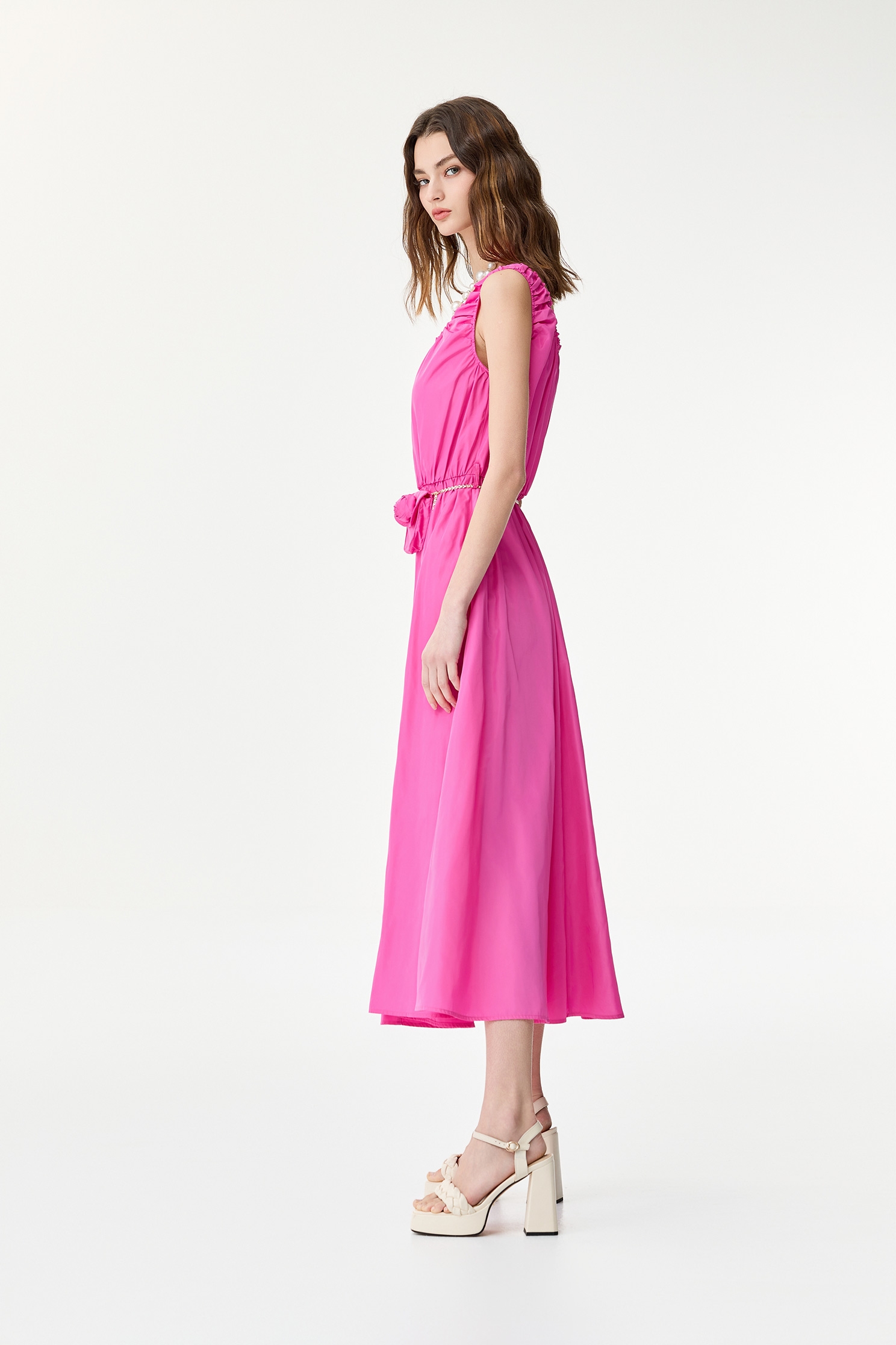 Sleeveless Fushia Pink Maxi DressSleeveless Fushia Pink Maxi Dress,U-neck dresses,Season (SS) Look