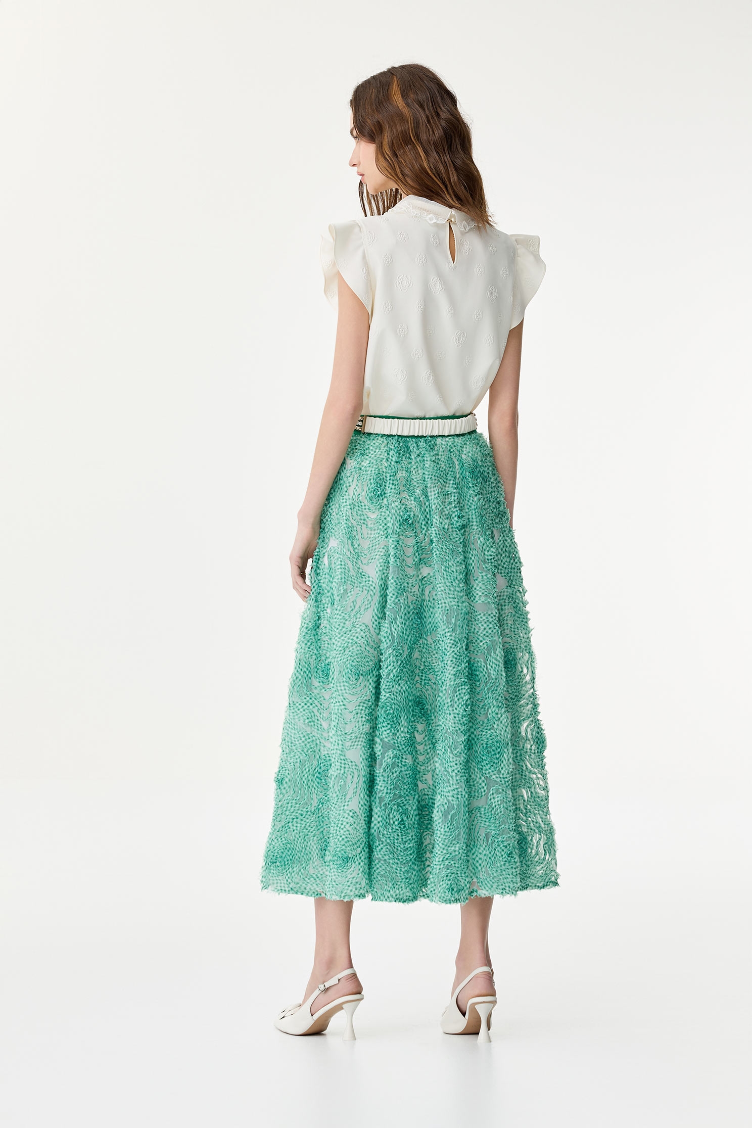 Floral Embossed Print Lace Collar VestFloral Embossed Print Lace Collar Vest,sleeveless tops,Tops,Embroidered,Season (SS) Look,pearl