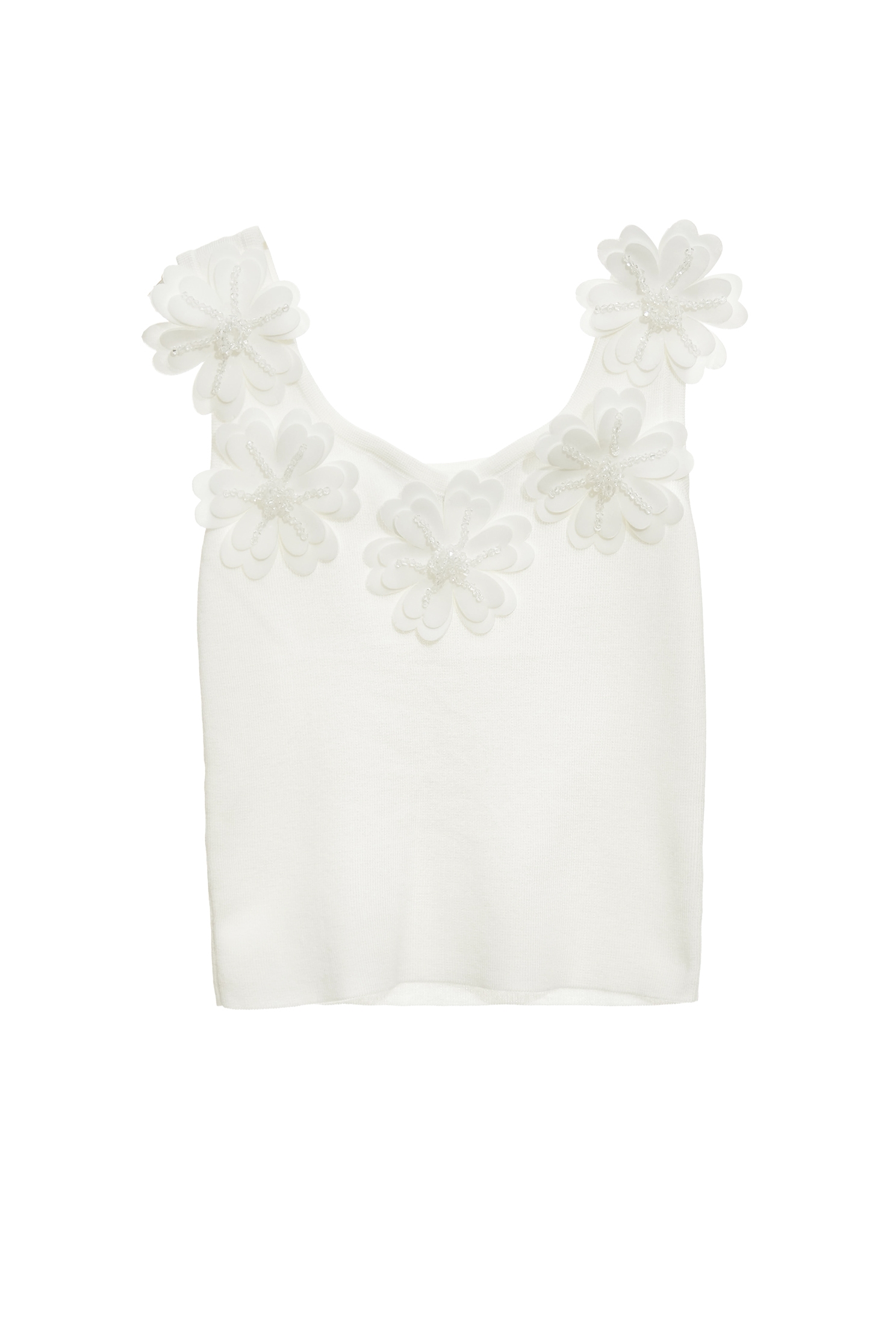 Beaded Floral Detail Knit VestBeaded Floral Detail Knit Vest,U-Neck T shirts,sleeveless tops,Tops,Season (SS) Look,sleeveless tops,Knitted,Knitted tops,Knitted tops