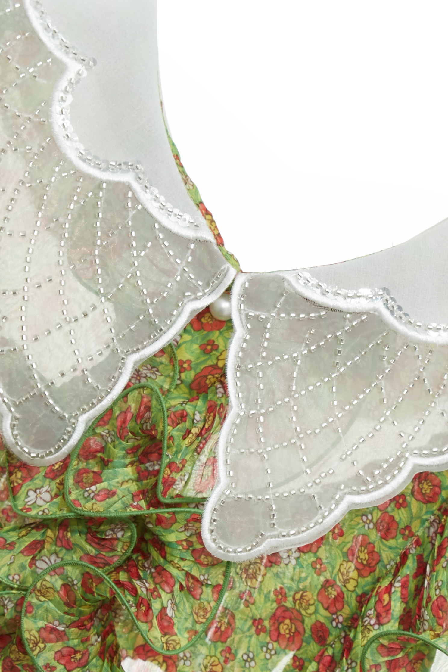 Ruffle Detail Floral Print Chiffon VestRuffle Detail Floral Print Chiffon Vest,sleeveless tops,Tops,Season (SS) Look,pearl,sleeveless tops,Chiffon