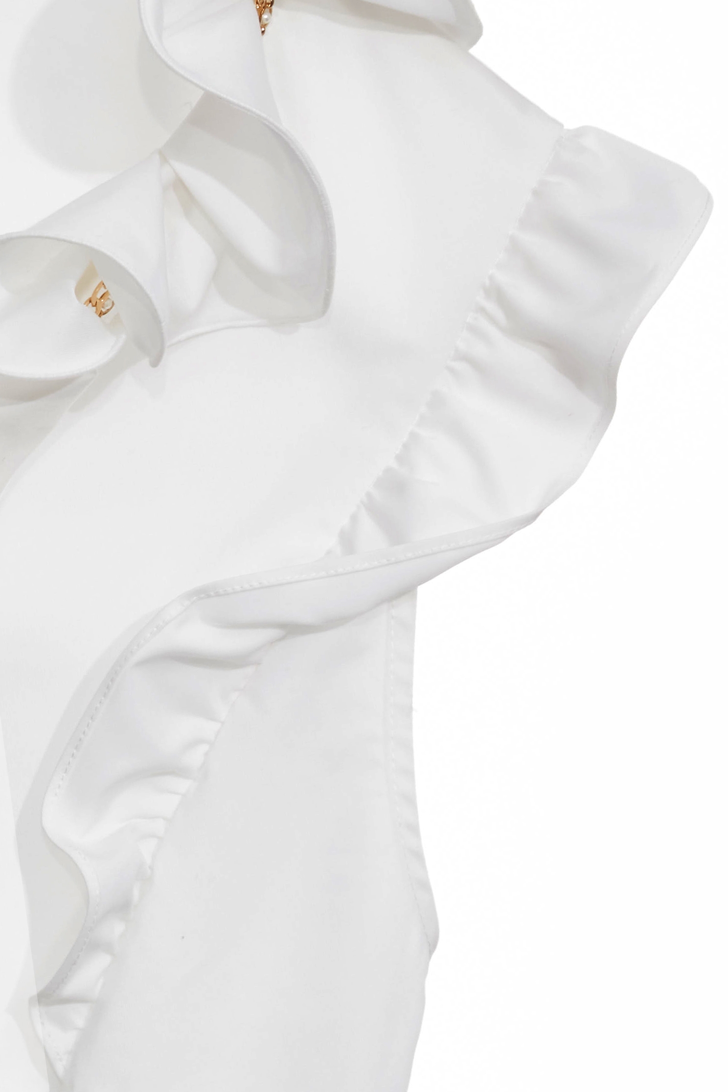 Ruffle Detail White VestRuffle Detail White Vest,sleeveless tops,Tops,Season (SS) Look,pearl,White tops,sleeveless tops,Necklaces