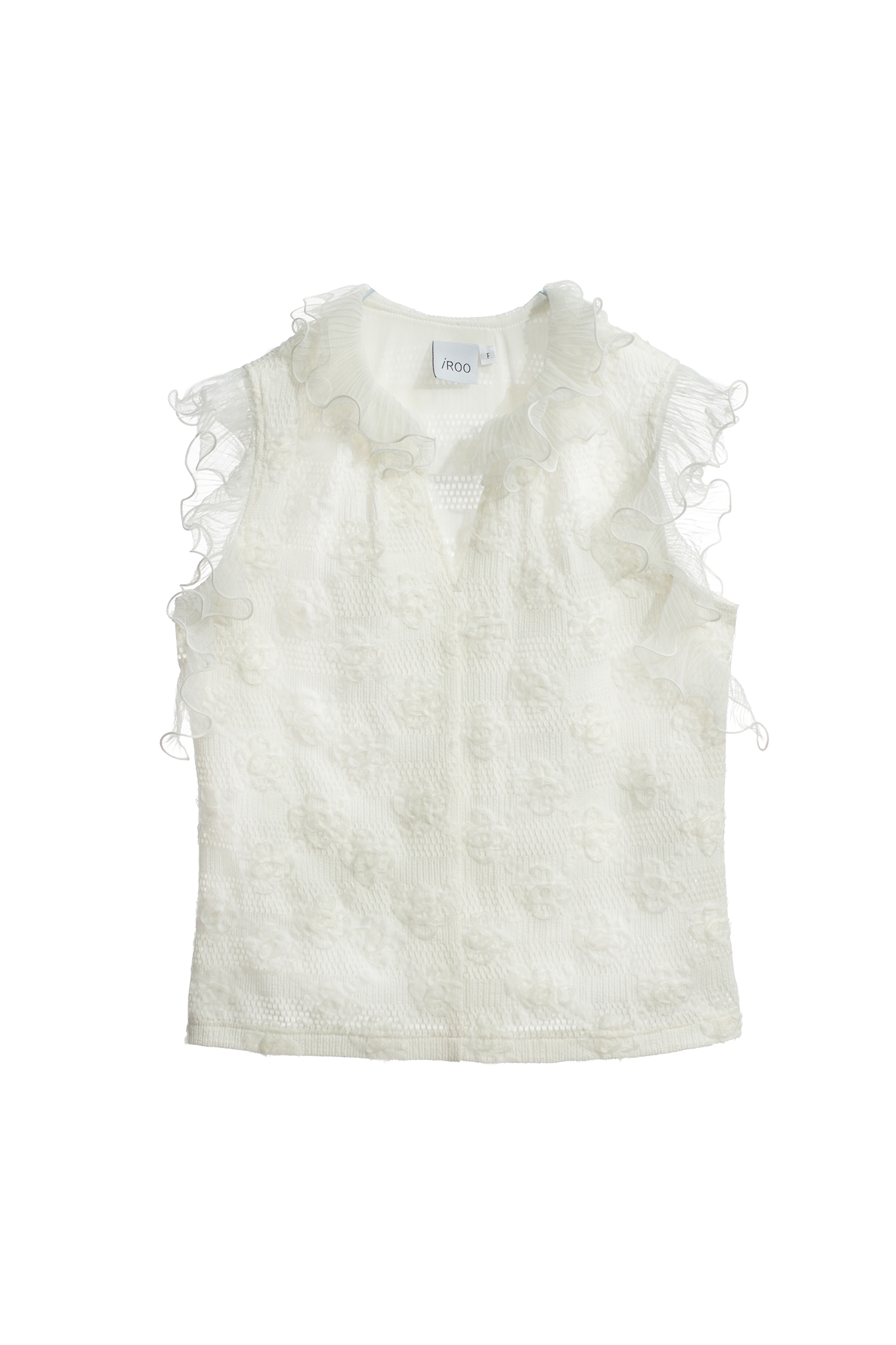 3-D Floral Vest With Ruffle Detail3-D Floral Vest With Ruffle Detail,sleeveless tops,Tops,sleeveless tops,Season (AW) Look,sleeveless tops