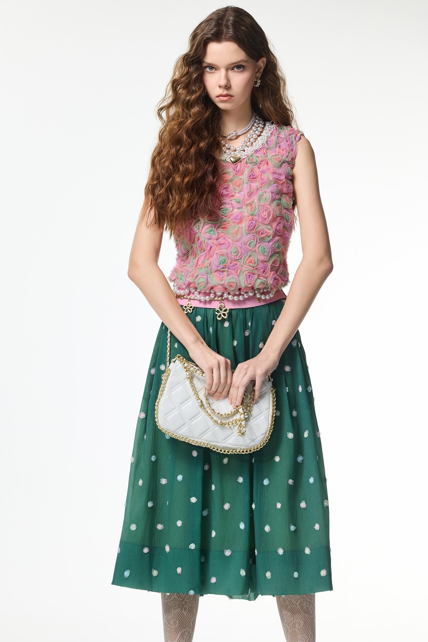 Multi Colour 3-D Rose Detail VestMulti Colour 3-D Rose Detail Vest,sleeveless tops,Tops,bestselling,Embroidered,sleeveless tops,pearl,Season (AW) Look,Valentine,sleeveless tops,blossoms