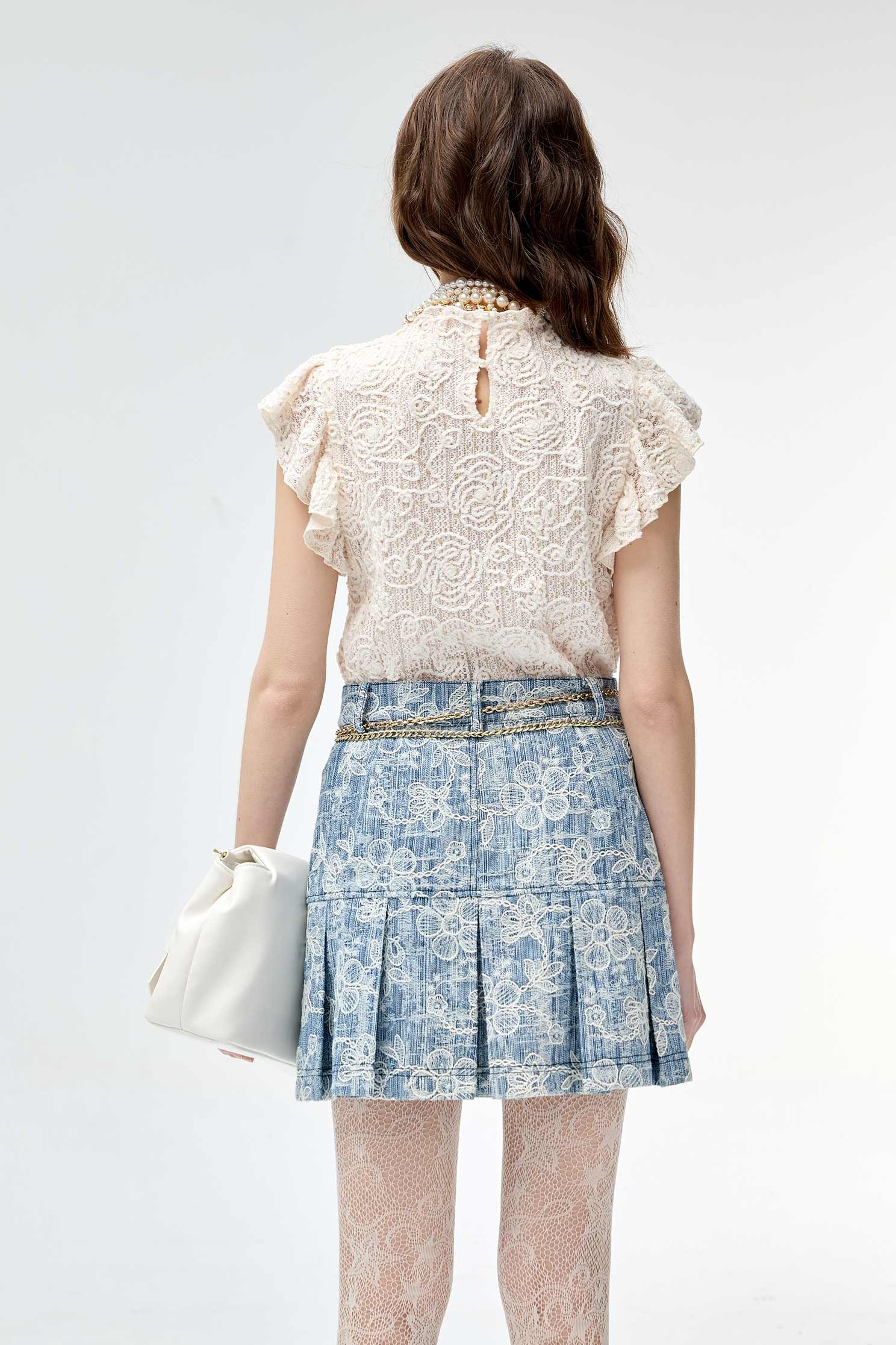 3-D Ruffle Lace Detail Vest3-D Ruffle Lace Detail Vest,sleeveless tops,Tops,Season (SS) Look,sleeveless tops