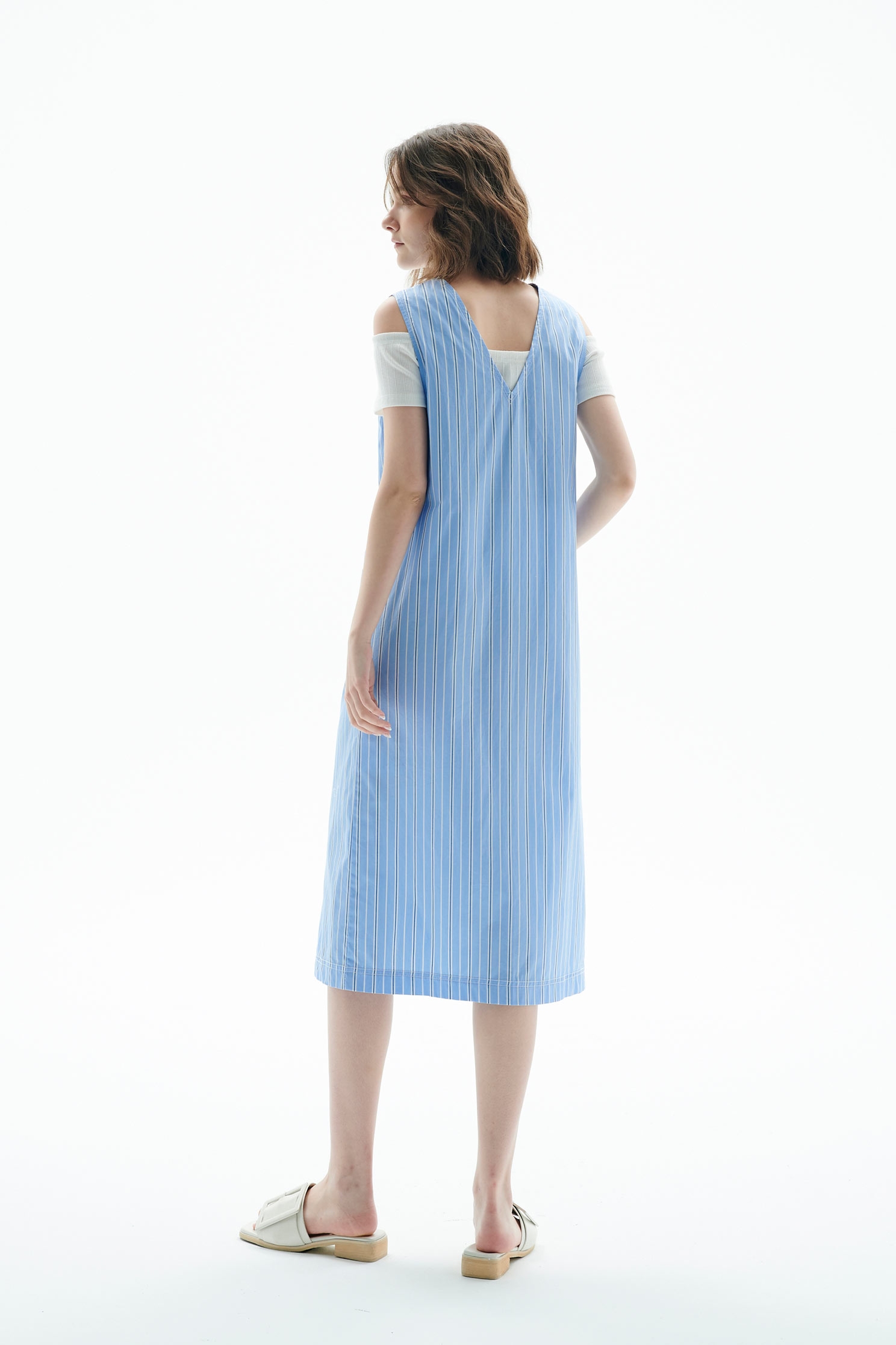 V-neck Pinstripe Long VestStriped vest dress,sleeveless tops,Season (SS) Look,Stripe,Sleeveless dresses,Season (AW) Look,sleeveless tops