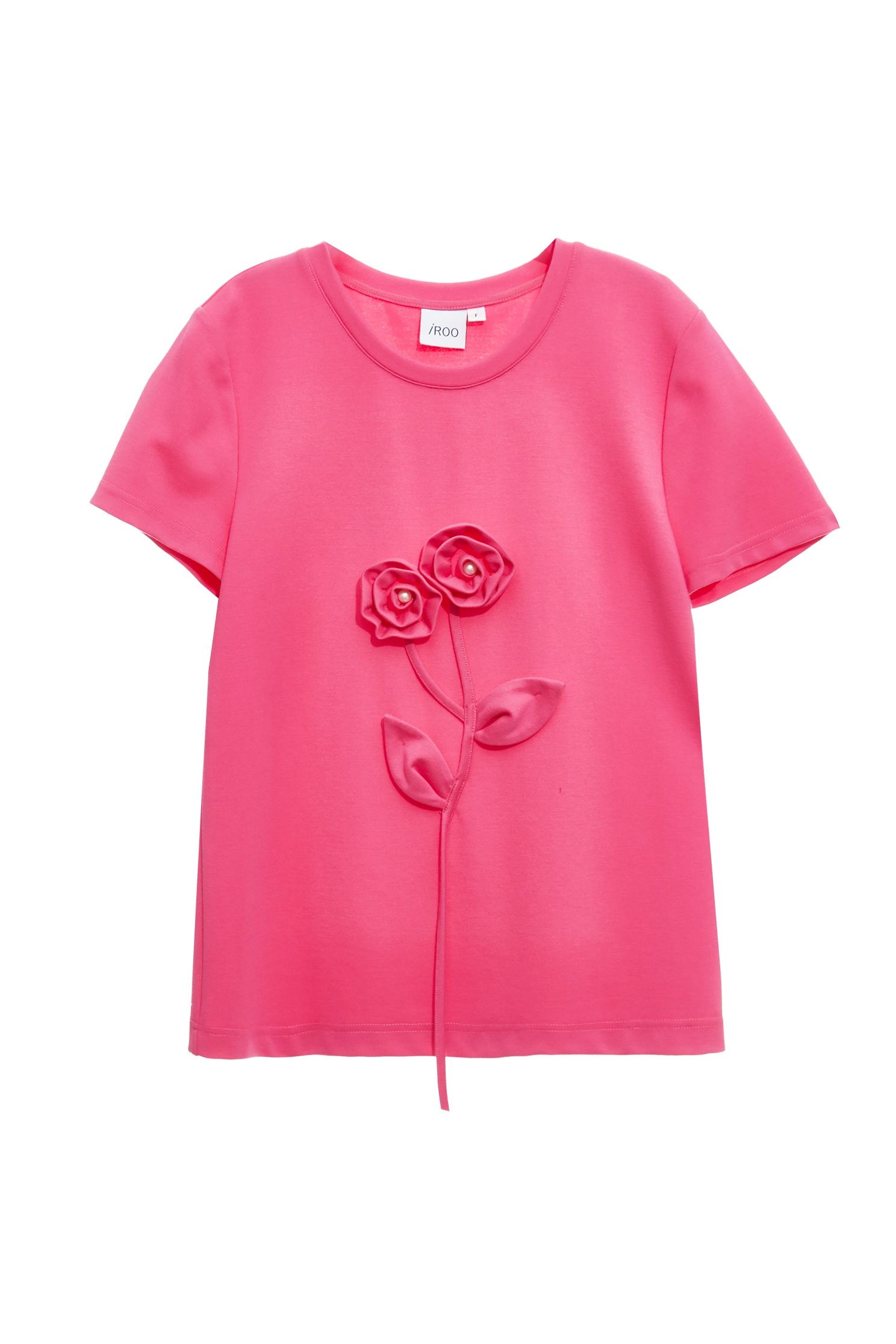 3-D Floral Detail Short Sleeve Tee3-D Floral Detail Short Sleeve Tee,T-shirts,T-shirts,Tops,Season (SS) Look