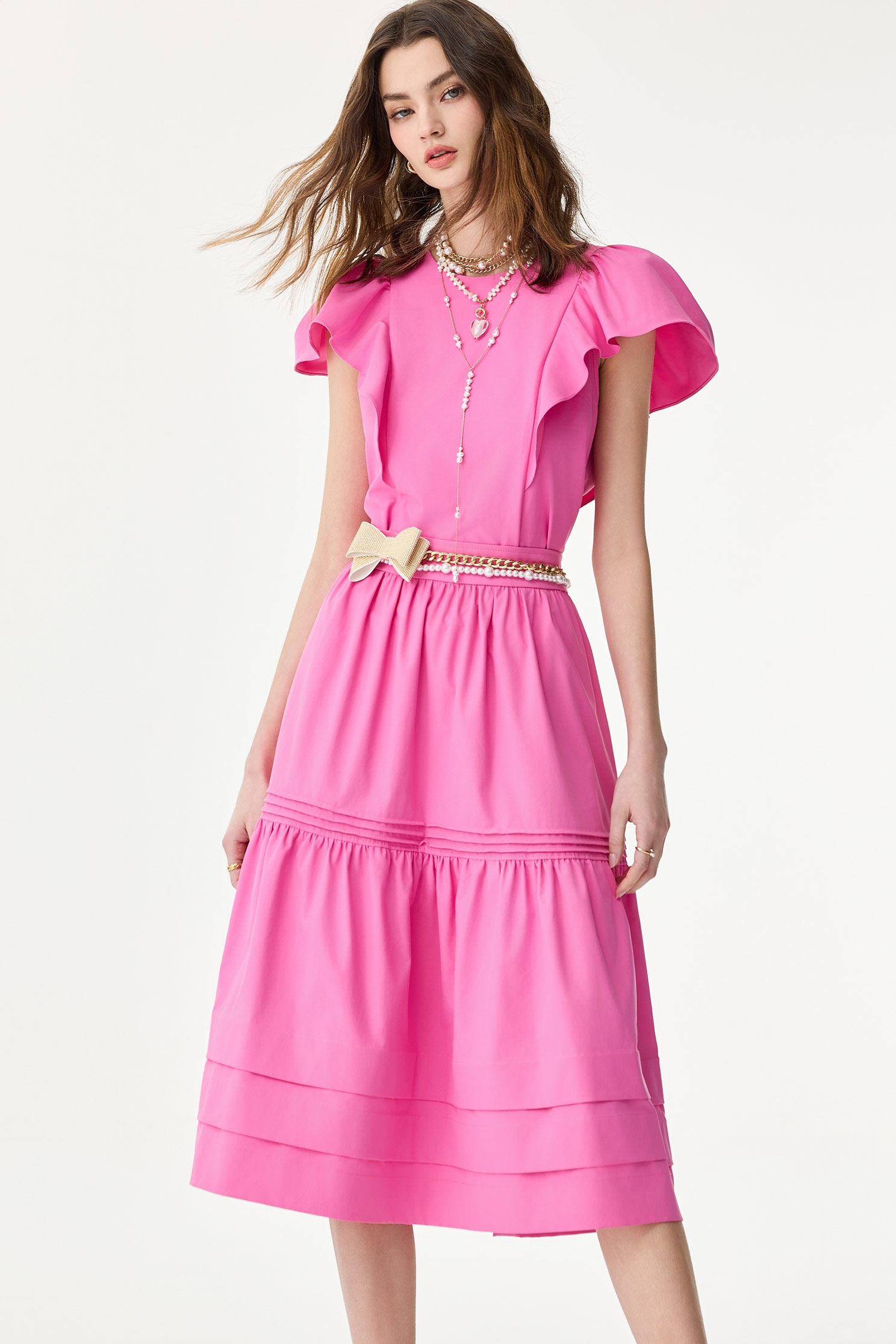 Ruffle Sleeve Fushia Pink TopRuffle Sleeve Fushia Pink Top,Tops,Season (SS) Look,bows