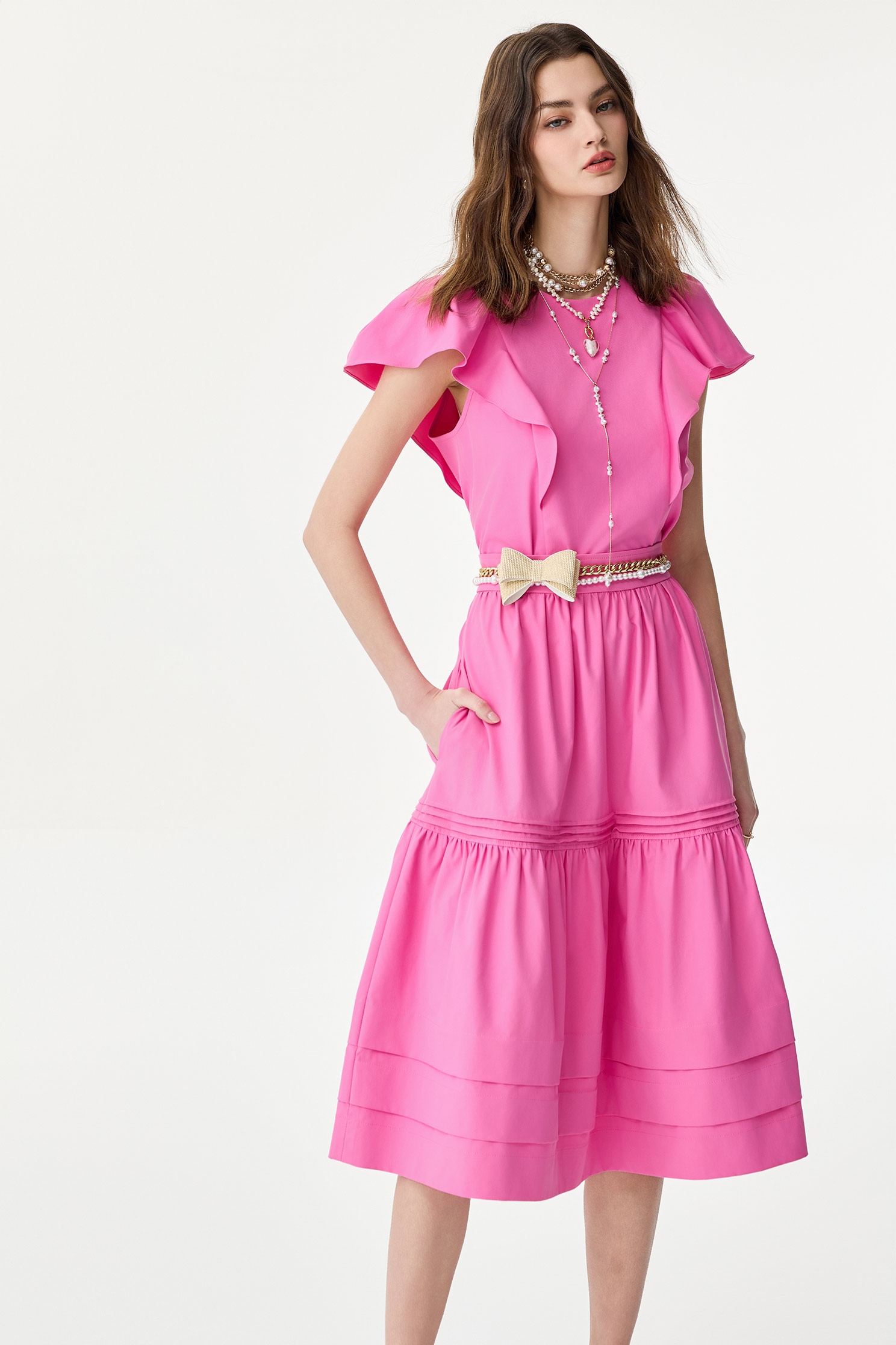 Ruffle Sleeve Fushia Pink TopRuffle Sleeve Fushia Pink Top,Tops,Season (SS) Look,bows