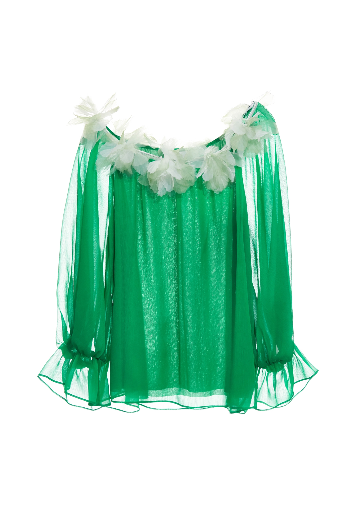 Contrast 3-D Floral Detail Chiffon TopContrast 3-D Floral Detail Chiffon Top,Tops,Season (SS) Look,Chiffon,Chiffon tops