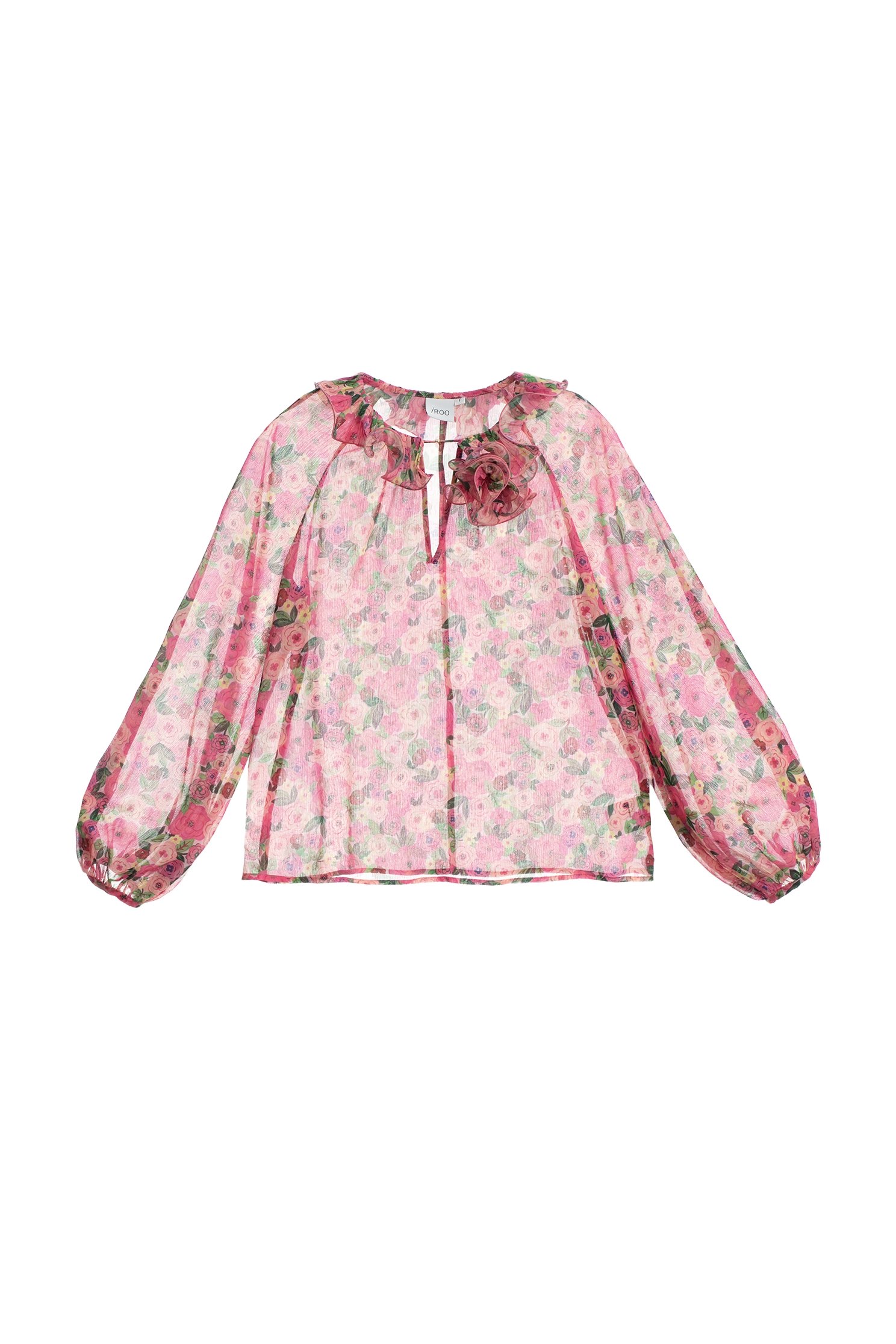 Floral Print Top With Ruffle Collar DetailFloral Print Top With Ruffle Collar Detail,Tops,Season (AW) Look,Chiffon