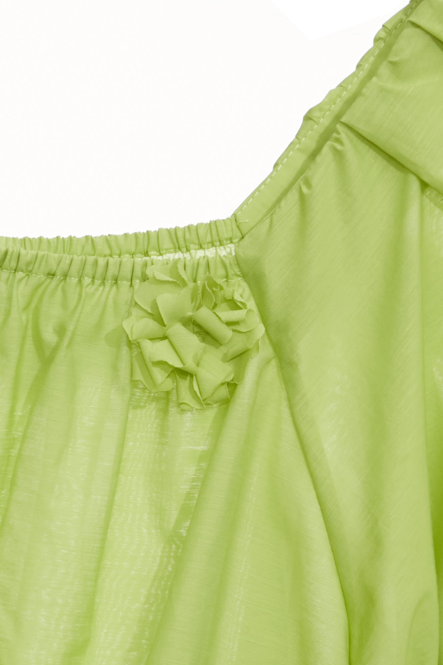 3-D Floral Detail Green Top3-D Floral Detail Green Top,Tops,Season (SS) Look