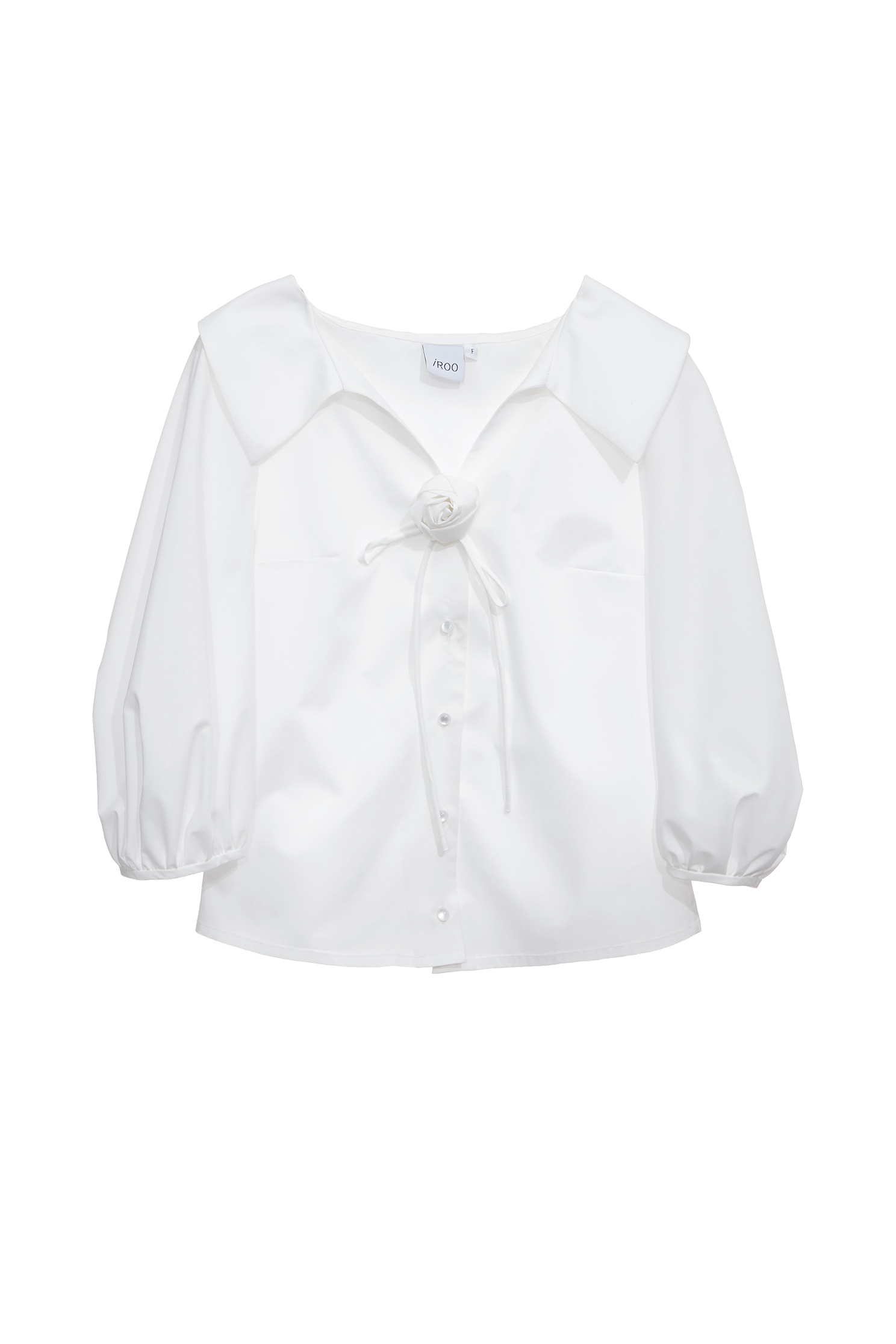 Floral Brooch Detail Button Front TopFloral Brooch Detail Button Front Top,Tops,Season (SS) Look,White tops