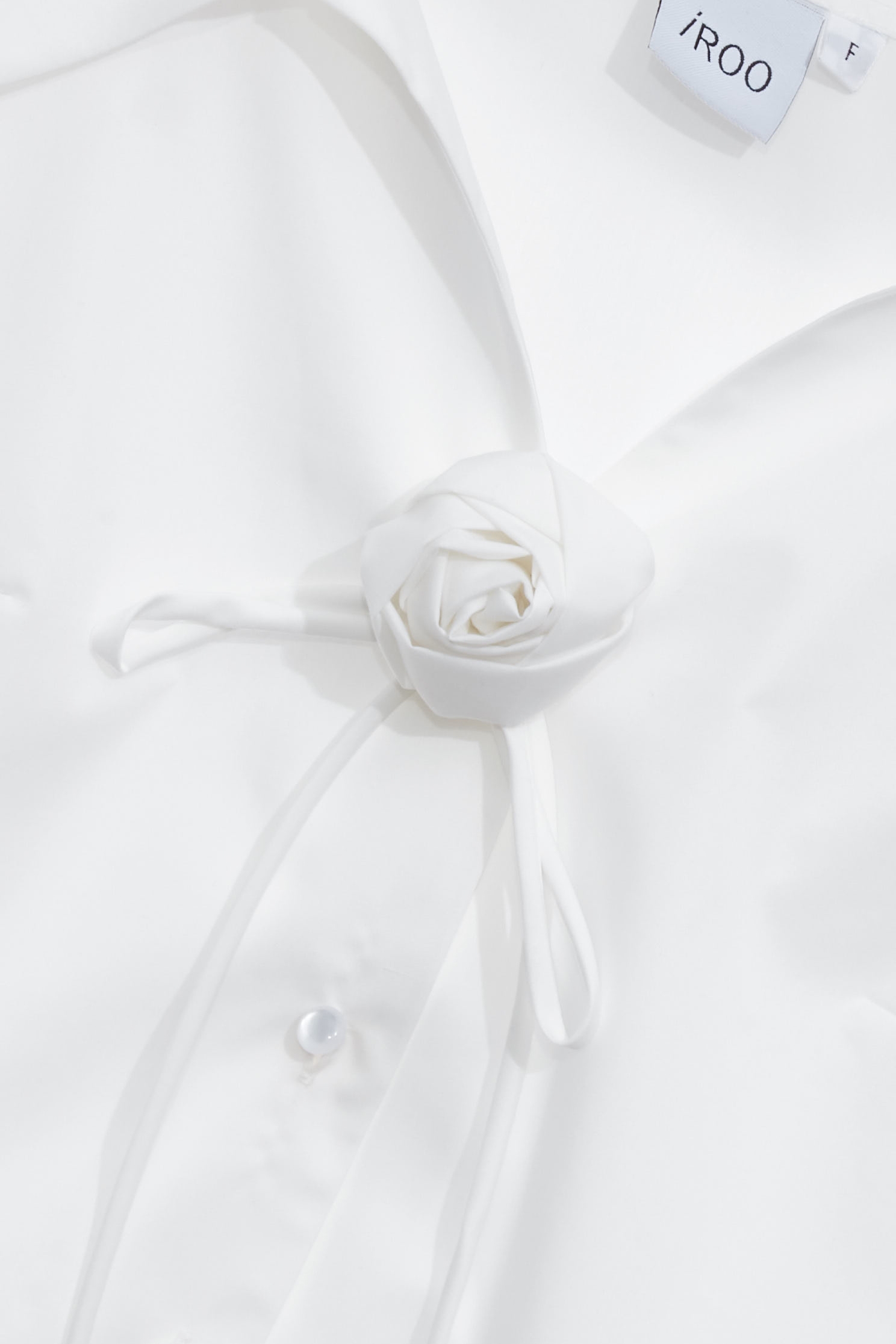 Floral Brooch Detail Button Front TopFloral Brooch Detail Button Front Top,Tops,Season (SS) Look,White tops