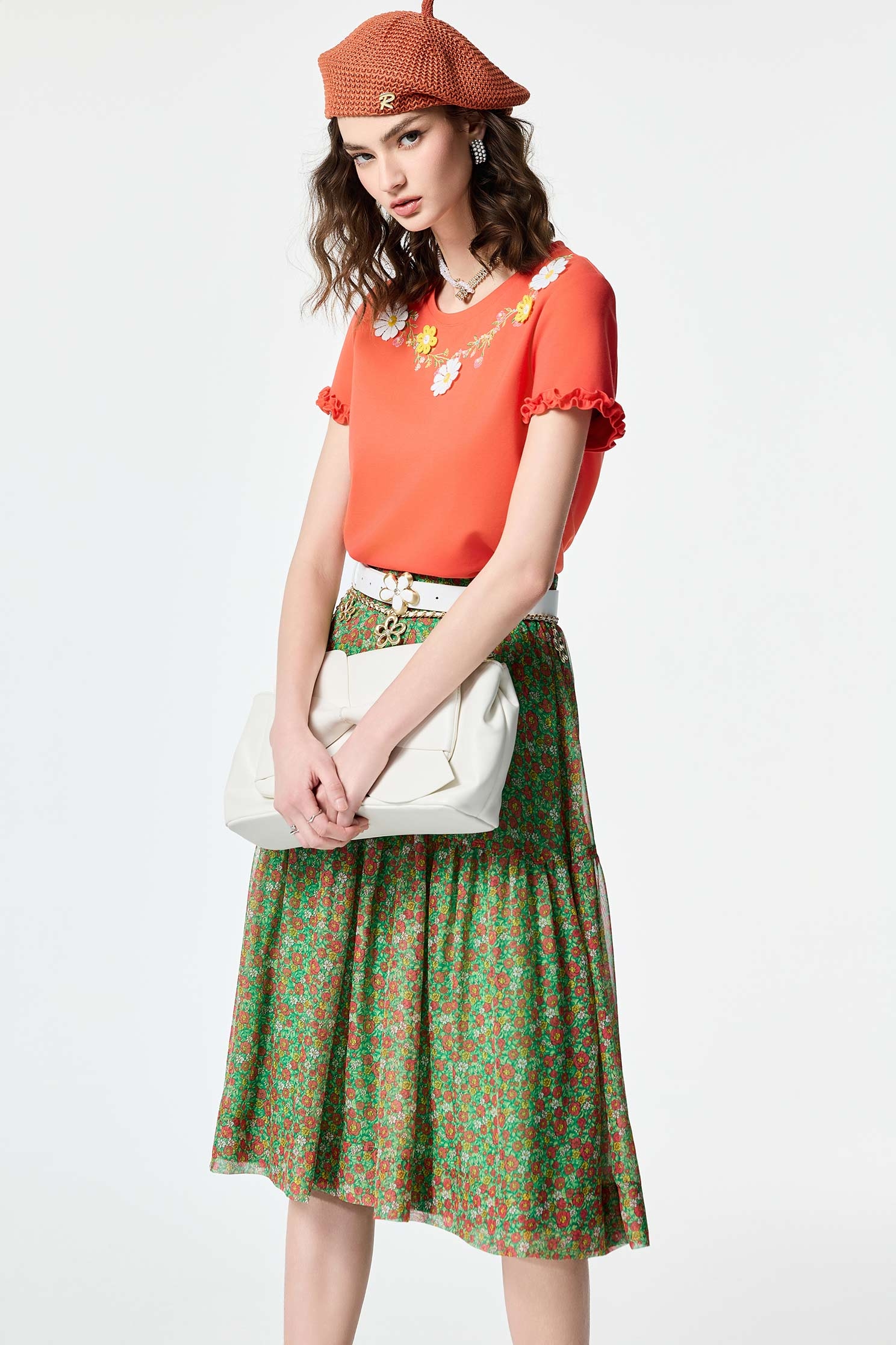 Floral Embroidery Short Sleeve TeeFloral Embroidery Short Sleeve Tee,Tops,Embroidered,Season (SS) Look,Lace