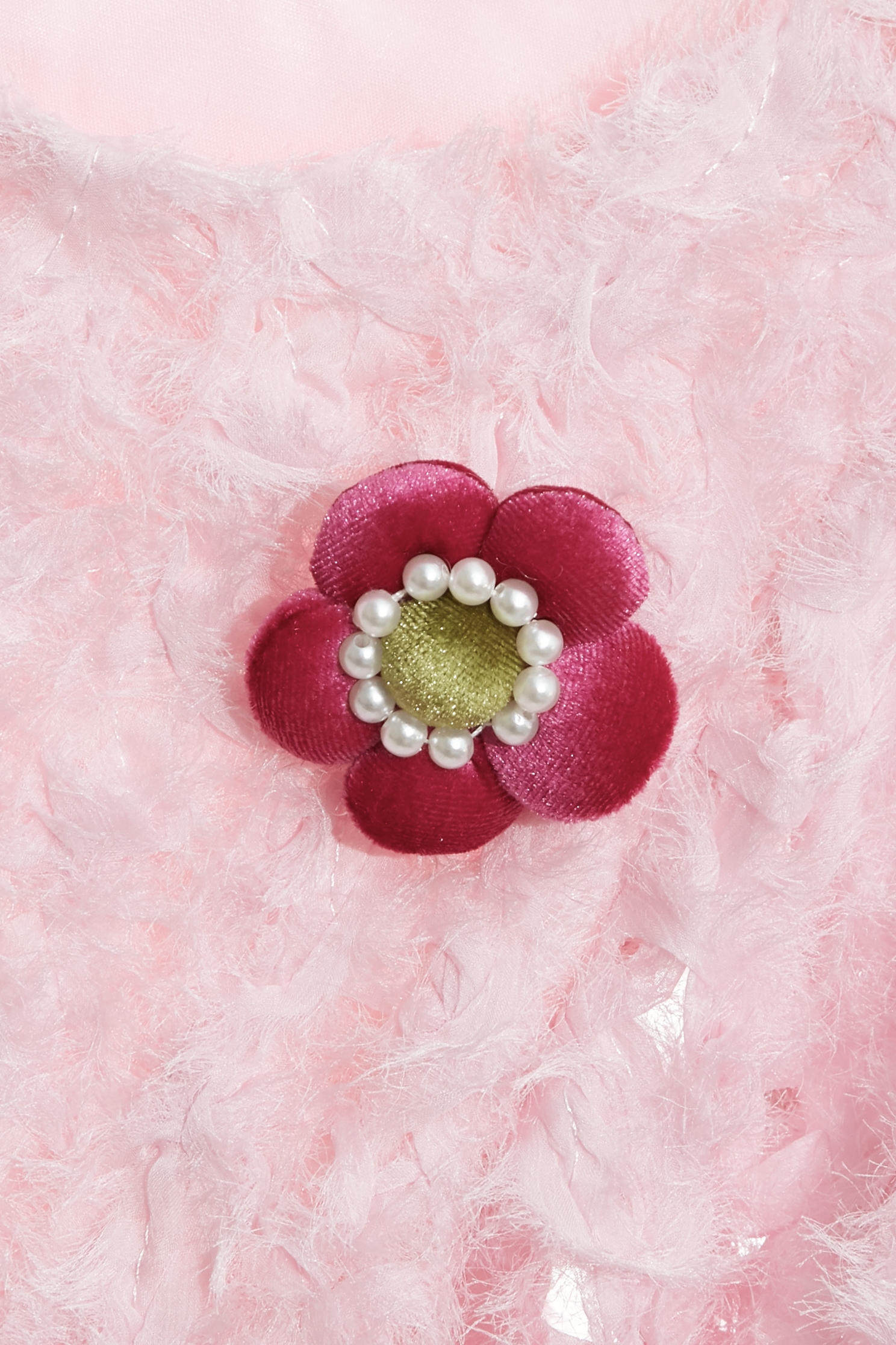 Puff Sleeve Pink Top With Floral Brooch DetailPuff Sleeve Pink Top With Floral Brooch Detail,Tops,Season (AW) Look