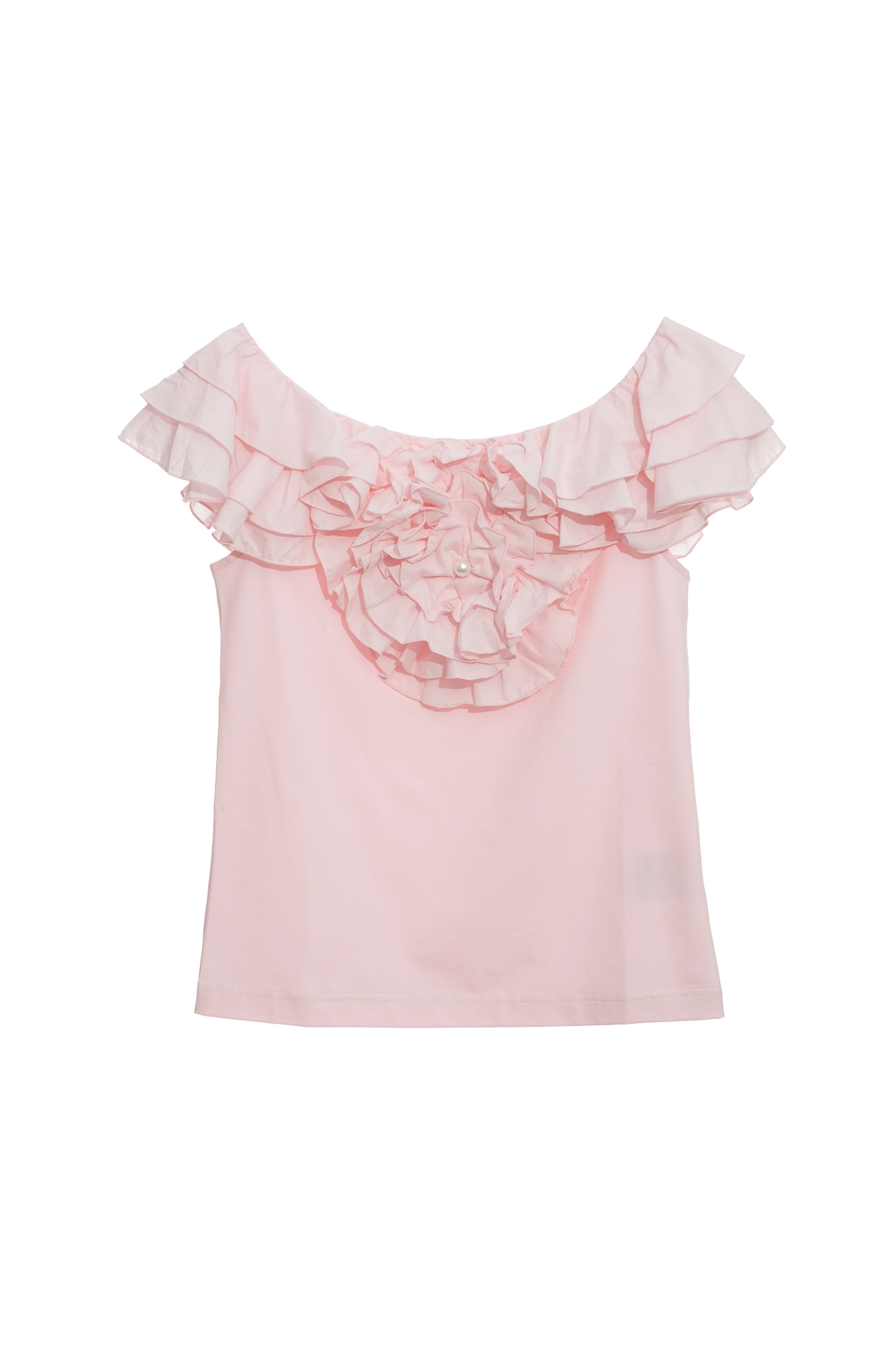 Front Ruffle Floral Pink TeeFront Ruffle Floral Pink Tee,T-shirts,Tops,Season (AW) Look