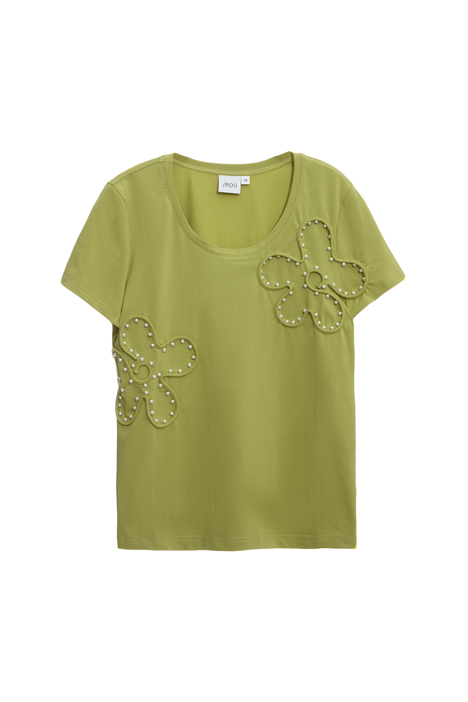 Floral Detail Apple Green TeeFloral Detail Apple Green Tee,T-shirts,Tops,pearl,Season (AW) Look