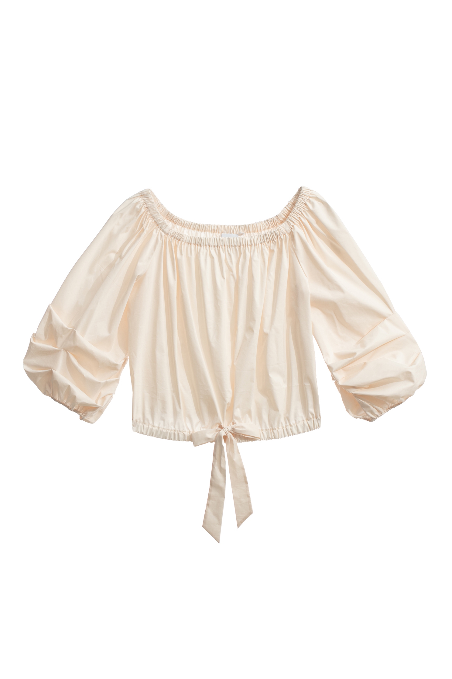 Ruched Sleeve Front Bow Cream TopRuched Sleeve Front Bow Cream Top,Tops,Season (AW) Look,bows