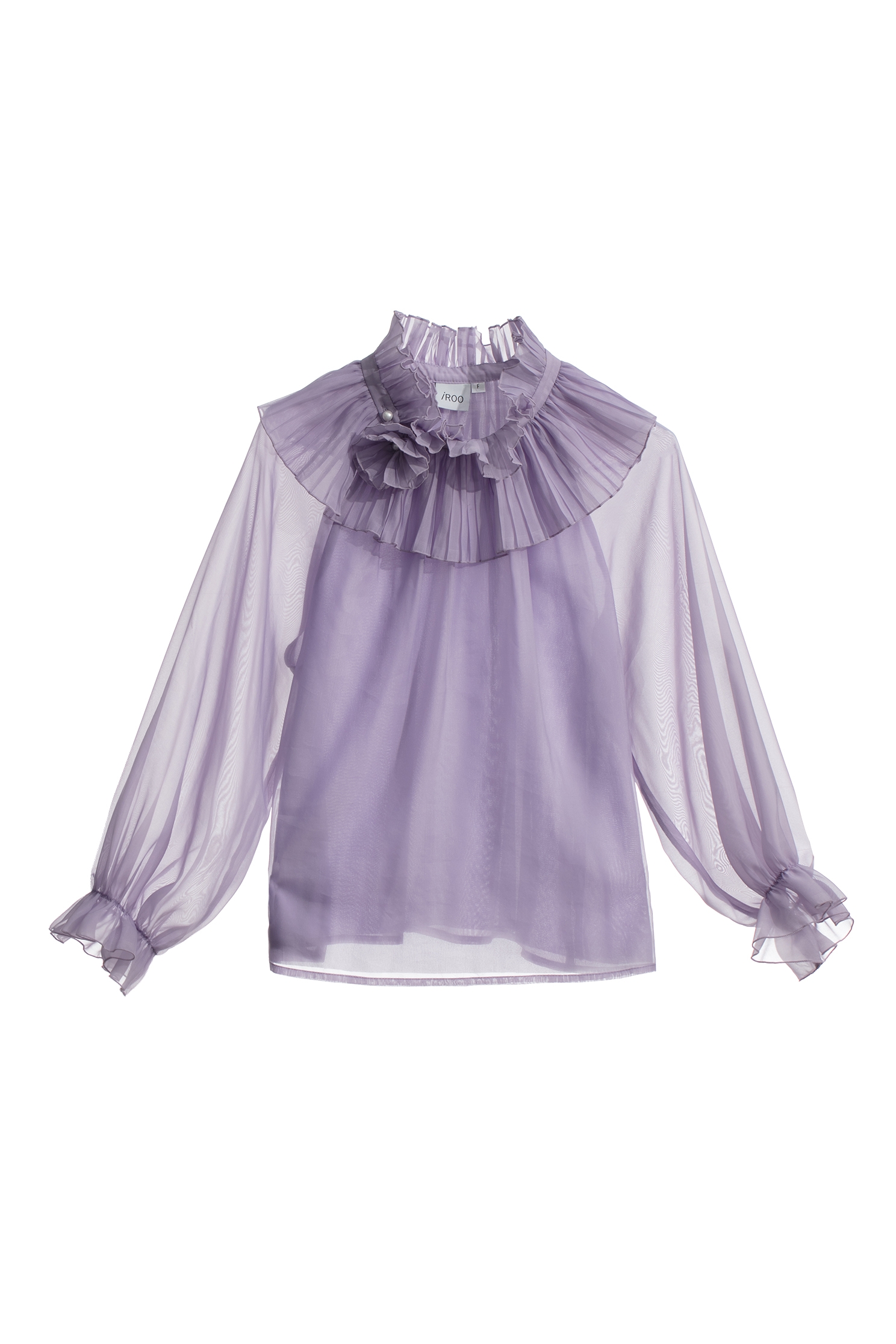 High Neck Pleated Ruffle Collar BlouseHigh Neck Pleated Ruffle Collar Blouse,Tops,Season (AW) Look