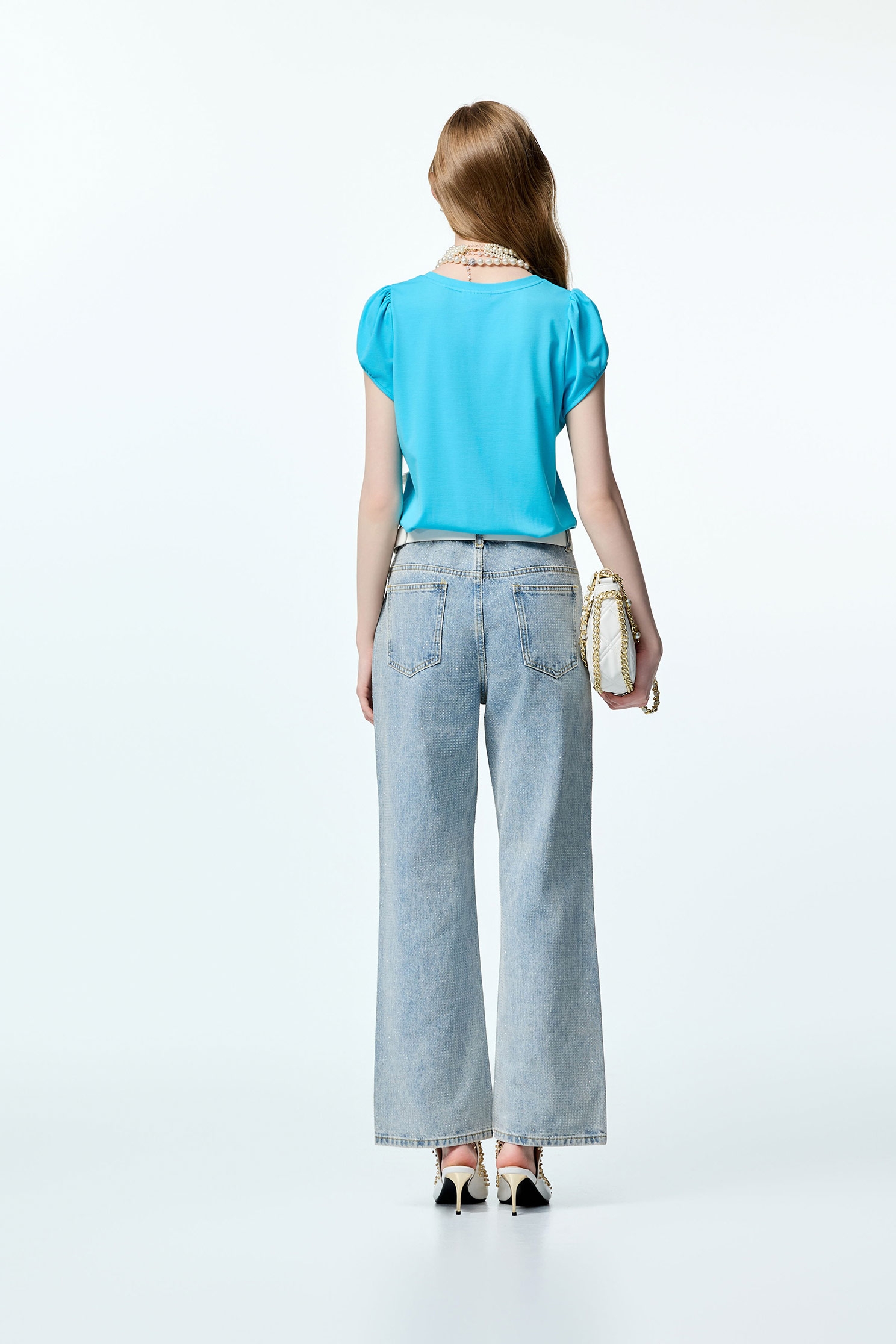 3-D Floral Detail Short Sleeve Tee3-D Floral Detail Short Sleeve Tee,T-shirts,Tops,Season (AW) Look,blossoms