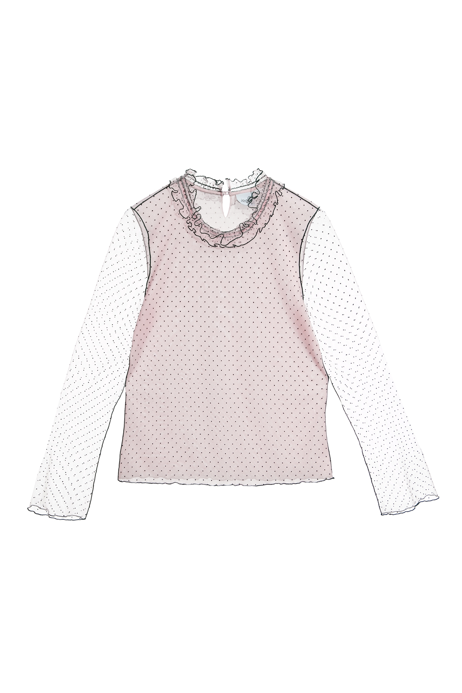 Dotted Print Nylon Top With Contrast Trim DetailDotted Print Nylon Top With Contrast Trim Detail,Tops,Season (AW) Look