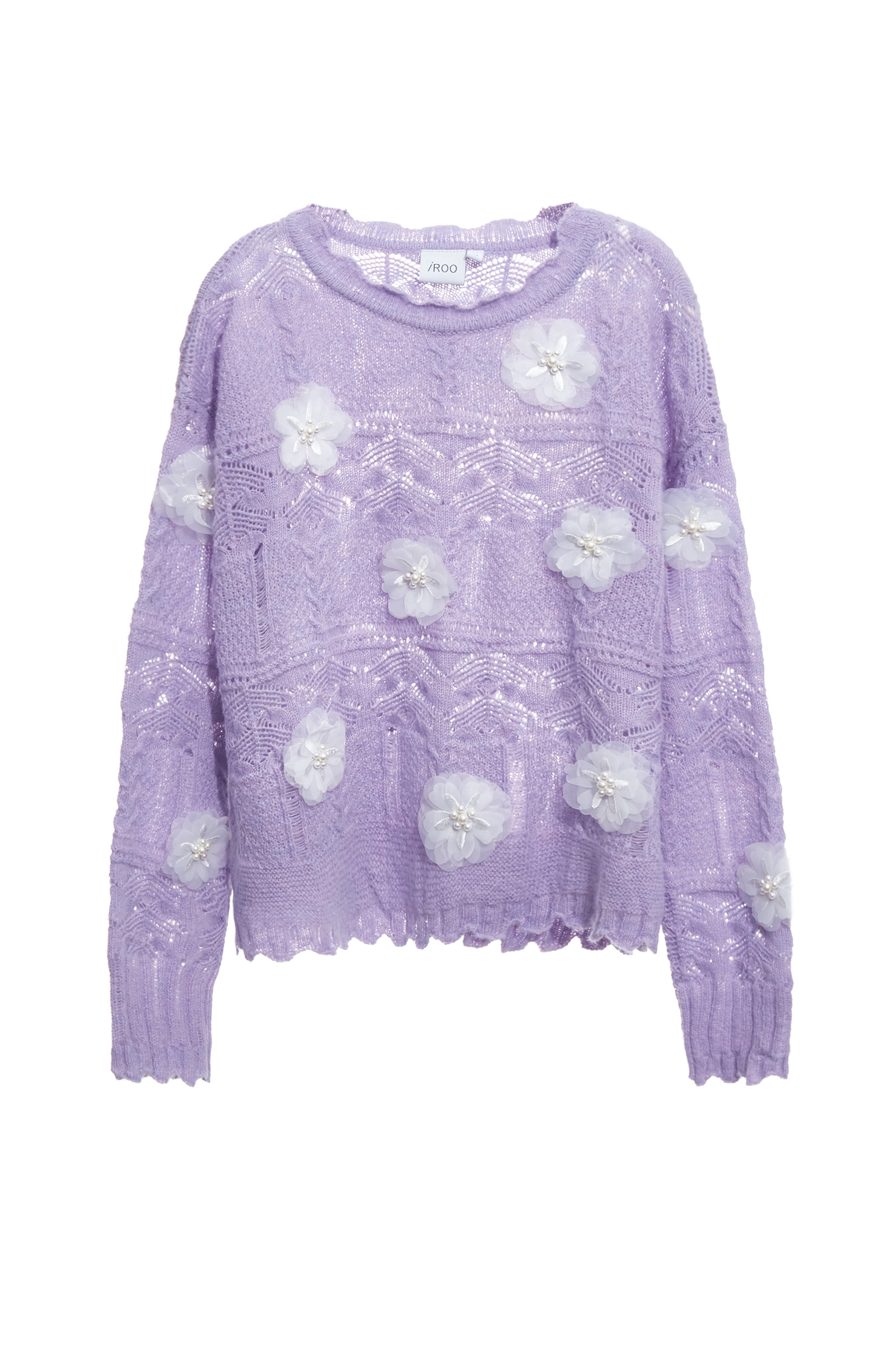 Floral Detail Purple Knit TopFloral Detail Purple Knit Top,Tops,Season (AW) Look,Valentine,blossoms,Knitted,Knitted tops,Knitted tops