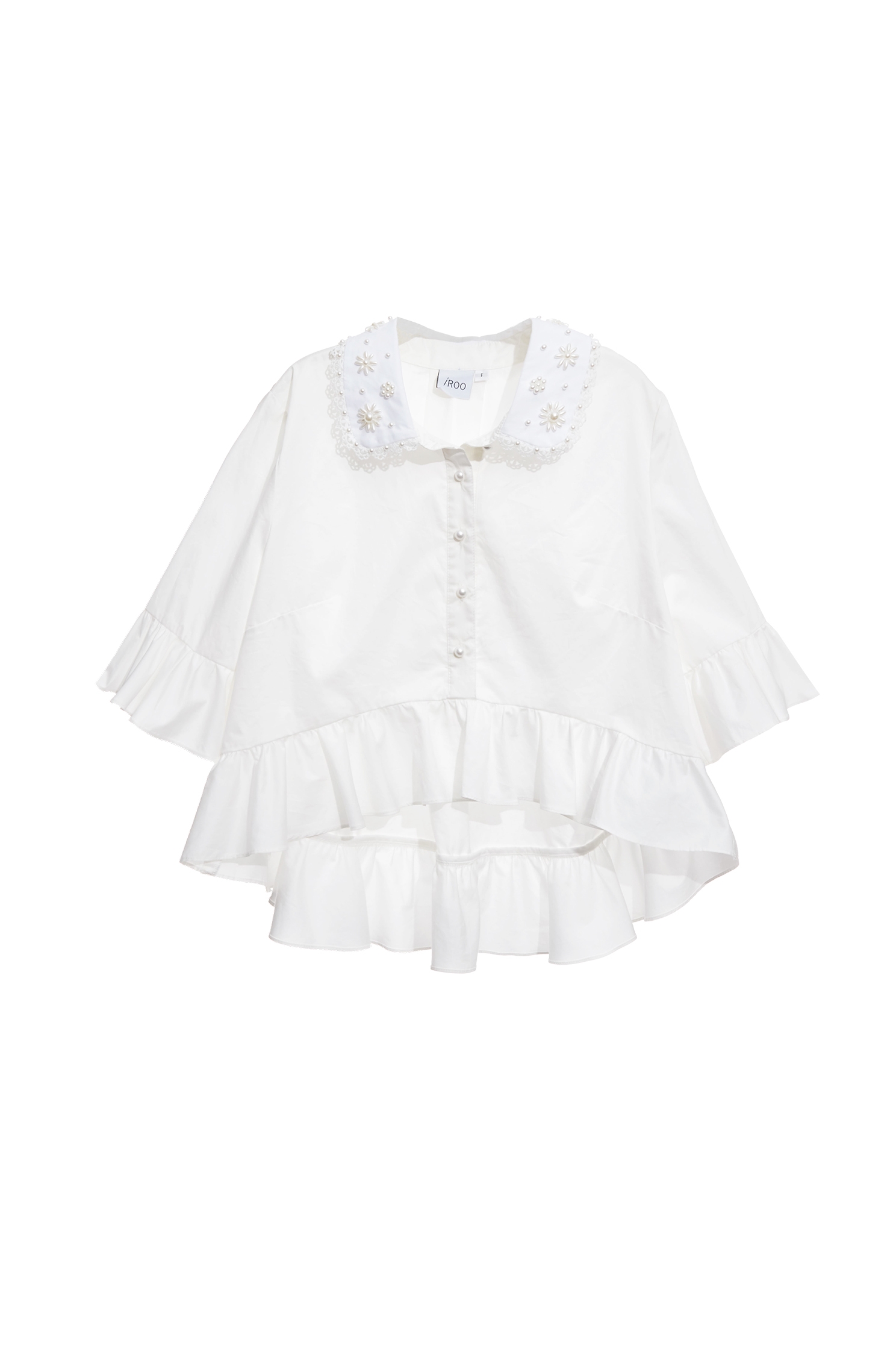 Pearl Detail Collar Baby Doll TopPearl Detail Collar Baby Doll Top,Office Looks,Tops,pearl,Season (AW) Look,Valentine,blossoms